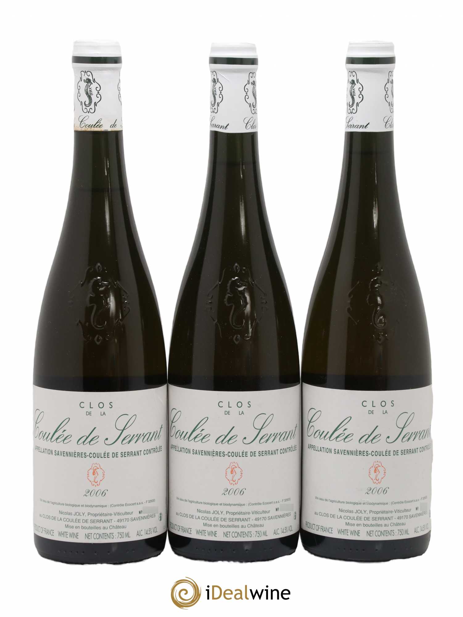 Savennières Clos de la Coulée de Serrant Vignobles de la Coulée de Serrant - Nicolas Joly 2006 - Lot de 3 bouteilles - 0