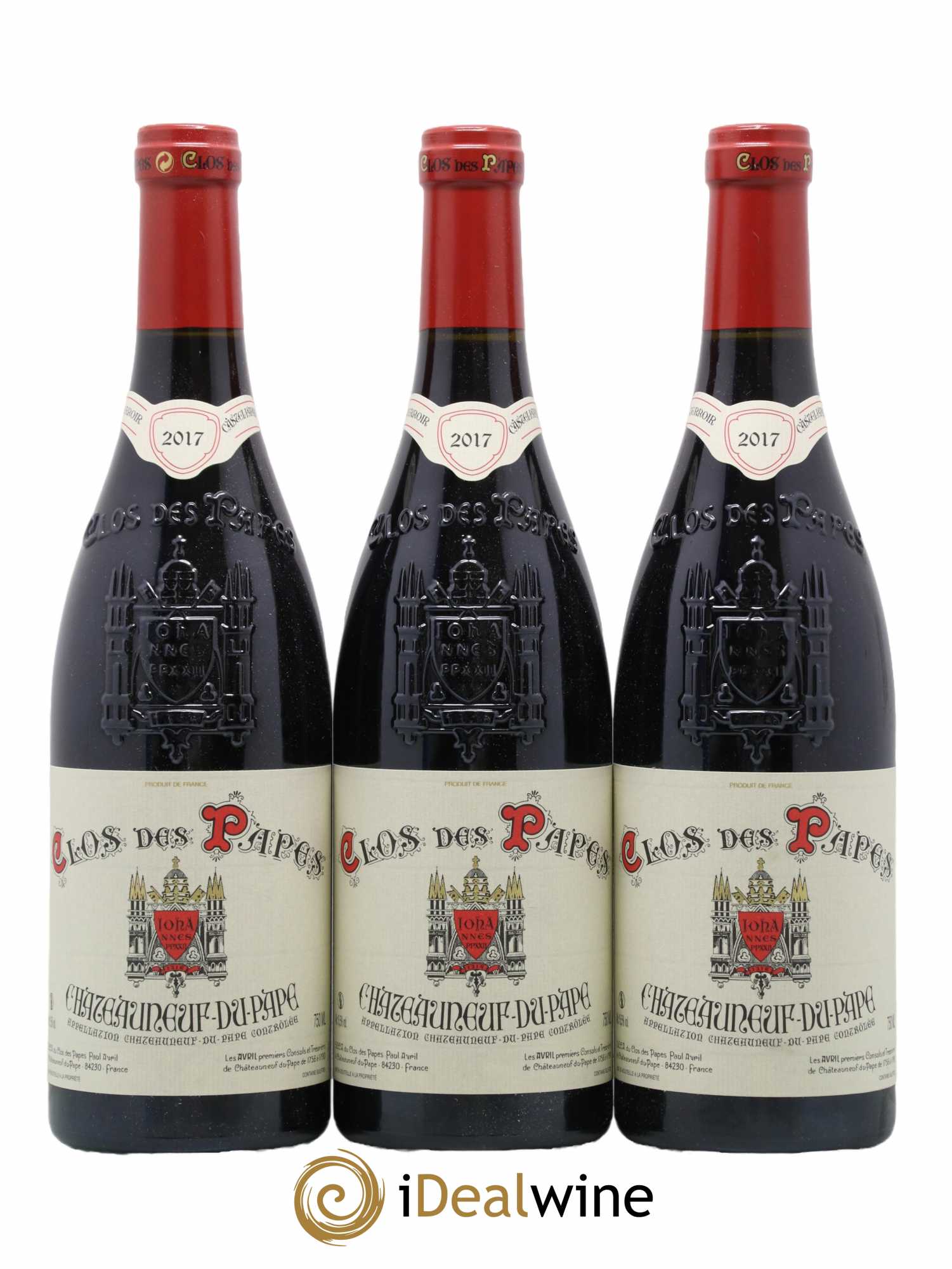 Châteauneuf-du-Pape Clos des Papes - Paul Avril 2017 - Lot de 3 bouteilles - 0