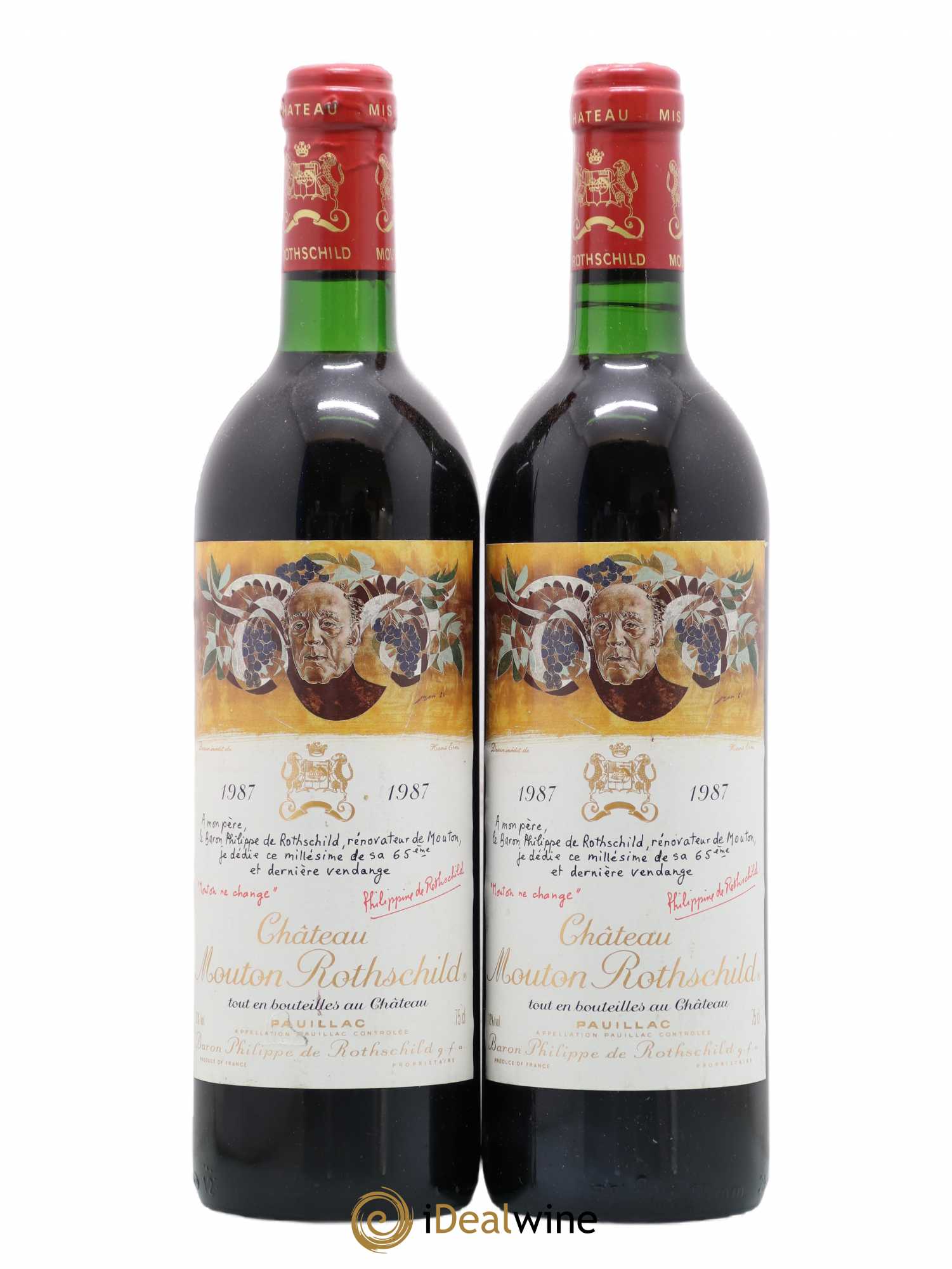 Château Mouton Rothschild 1er Grand Cru Classé 1987 - Lot de 2 bouteilles - 0