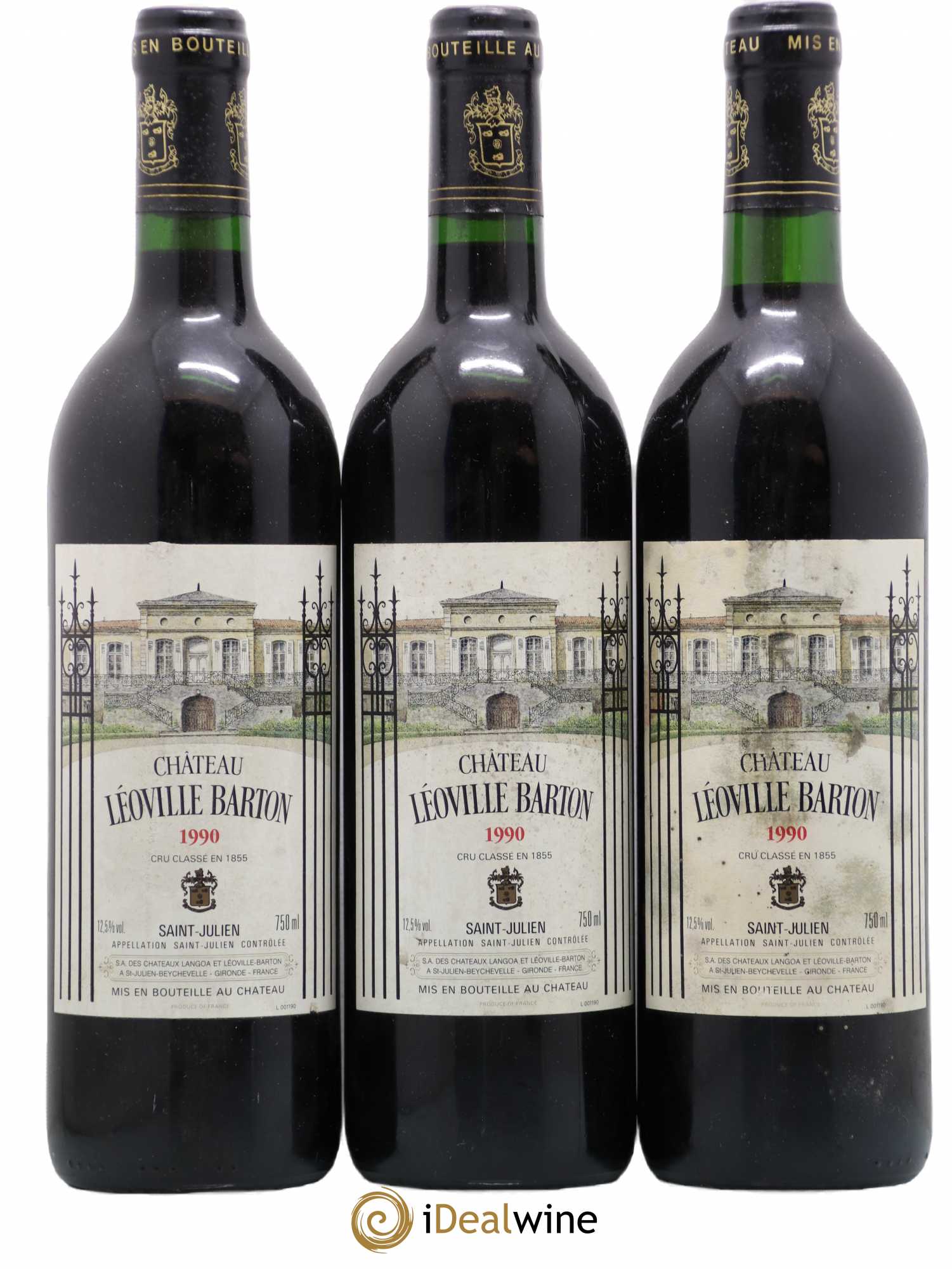Château Léoville Barton 2ème Grand Cru Classé 1990 - Lot de 3 bouteilles - 0