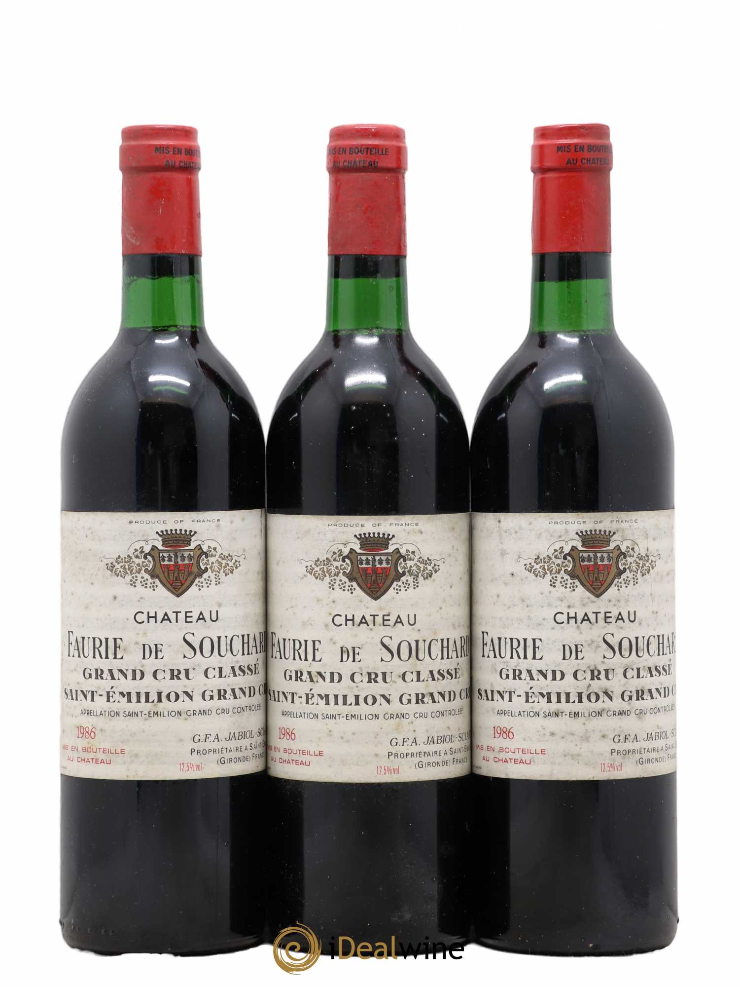 Château Faurie de Souchard Grand Cru Classé 1986 - Lot de 3 bouteilles - 0