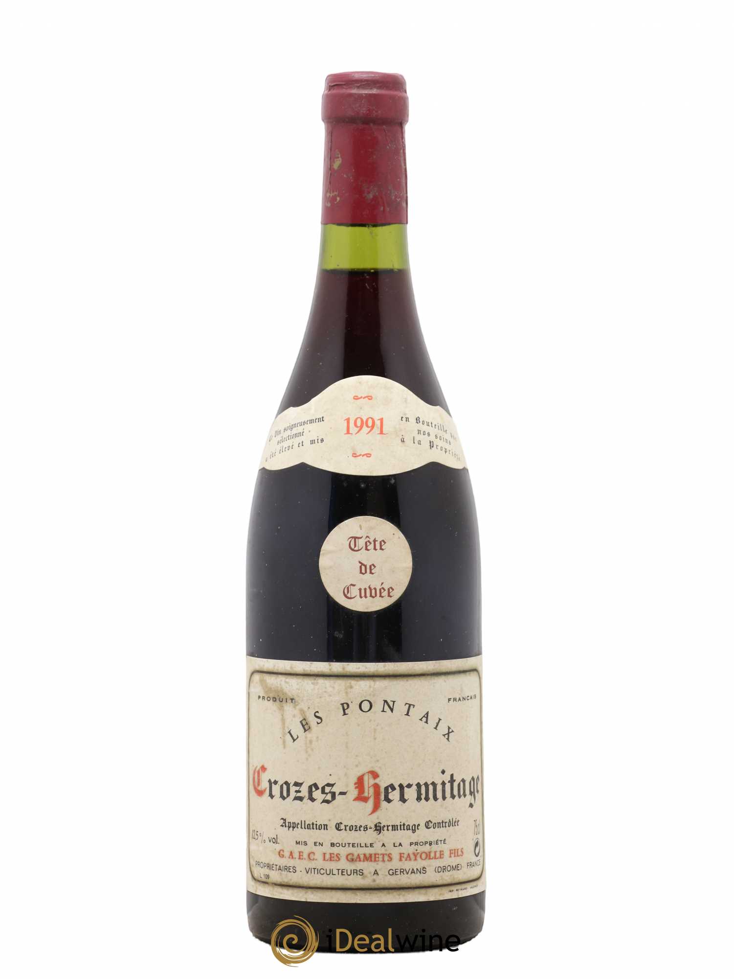 Crozes-Hermitage Les Gamets Les Pontaix Tete De Cuvee Fayolle Fils 1991 - Posten von 1 Flasche - 0