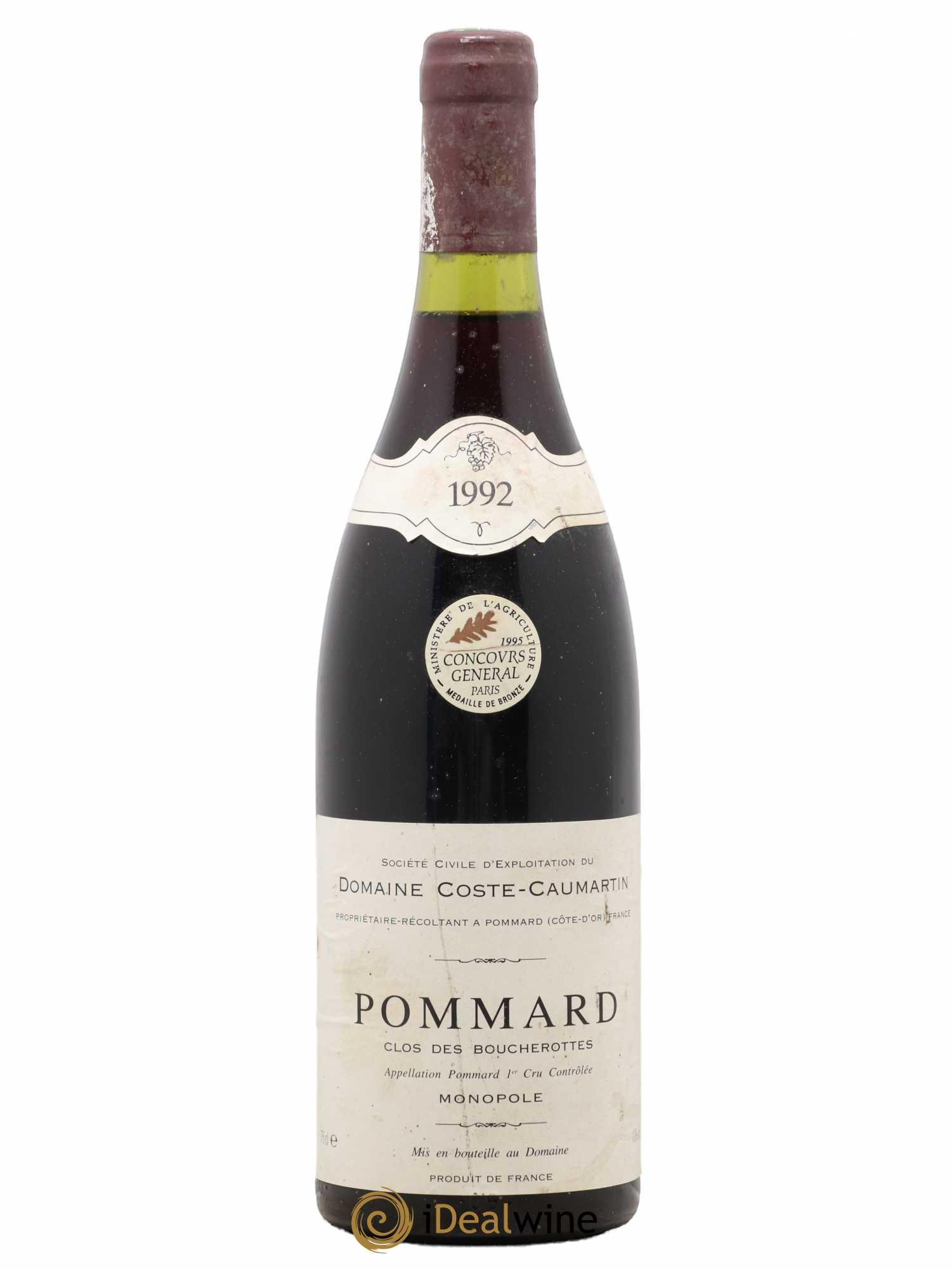Pommard 1er Cru Clos des Boucherottes Domaine Coste-Caumartin 1992 - Posten von 1 Flasche - 0