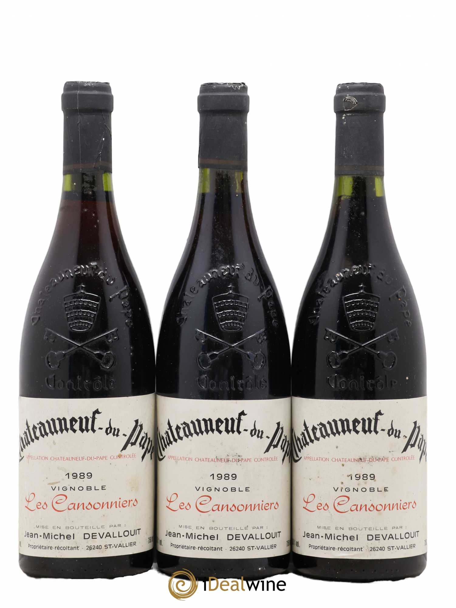 Châteauneuf-du-Pape Les Cansoniers Domaine Jean Michel Devallouit 1989 - Posten von 3 Flaschen - 0