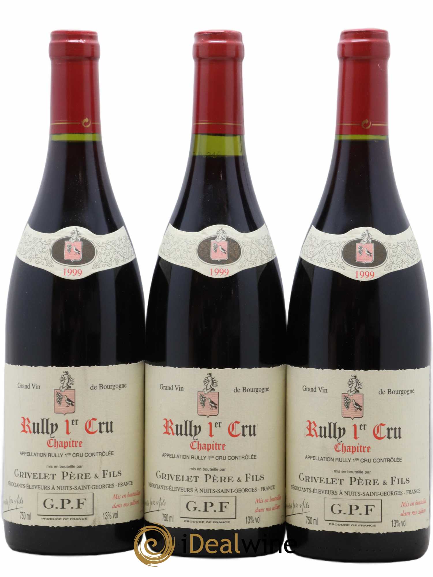Rully 1er Cru Chapitre Grivelet Père et Fils 1999 - Posten von 3 Flaschen - 0