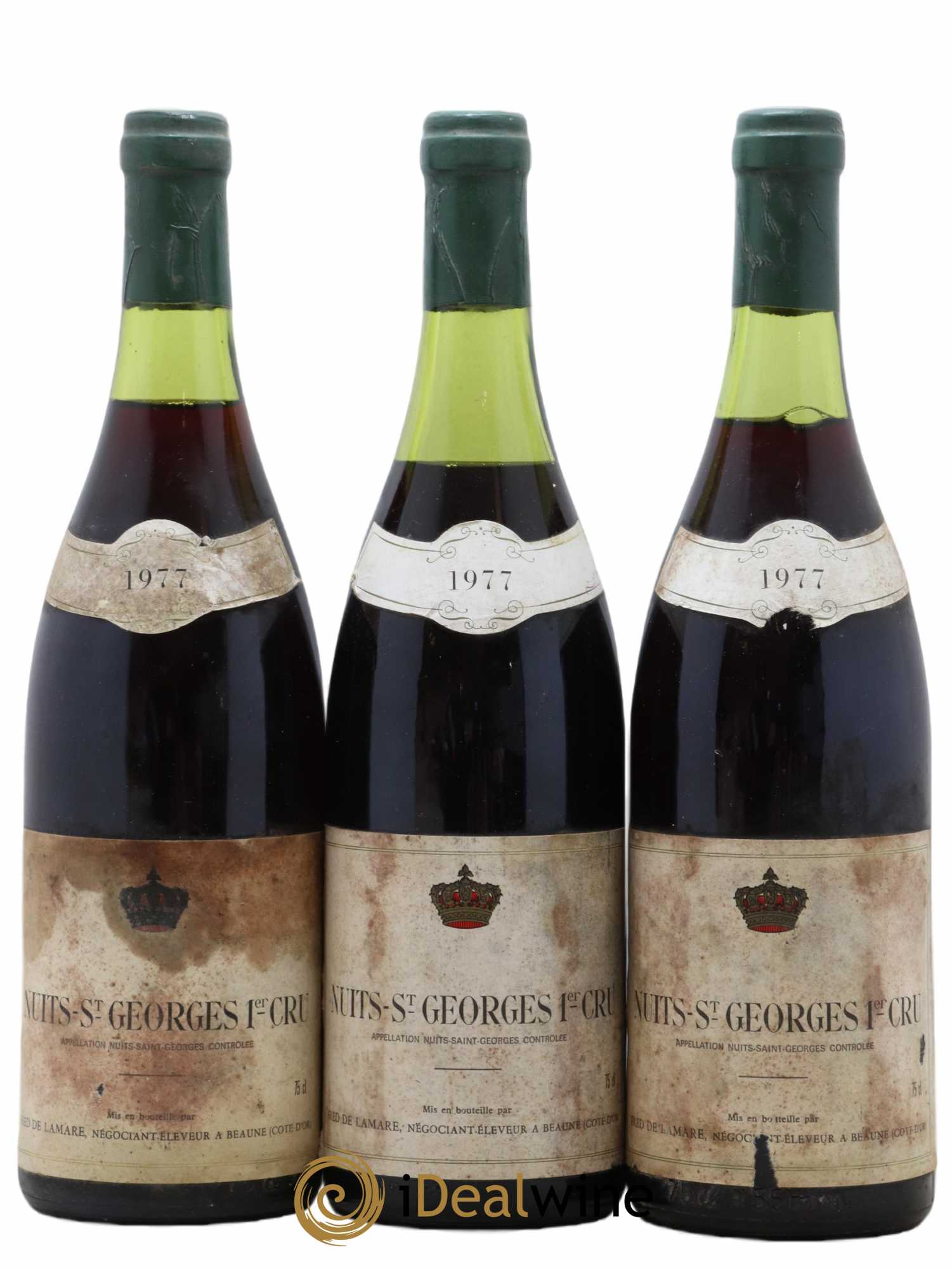 Nuits-Saint-Georges 1er Cru Fred de Lamare 1977 - Lot de 3 bouteilles - 0