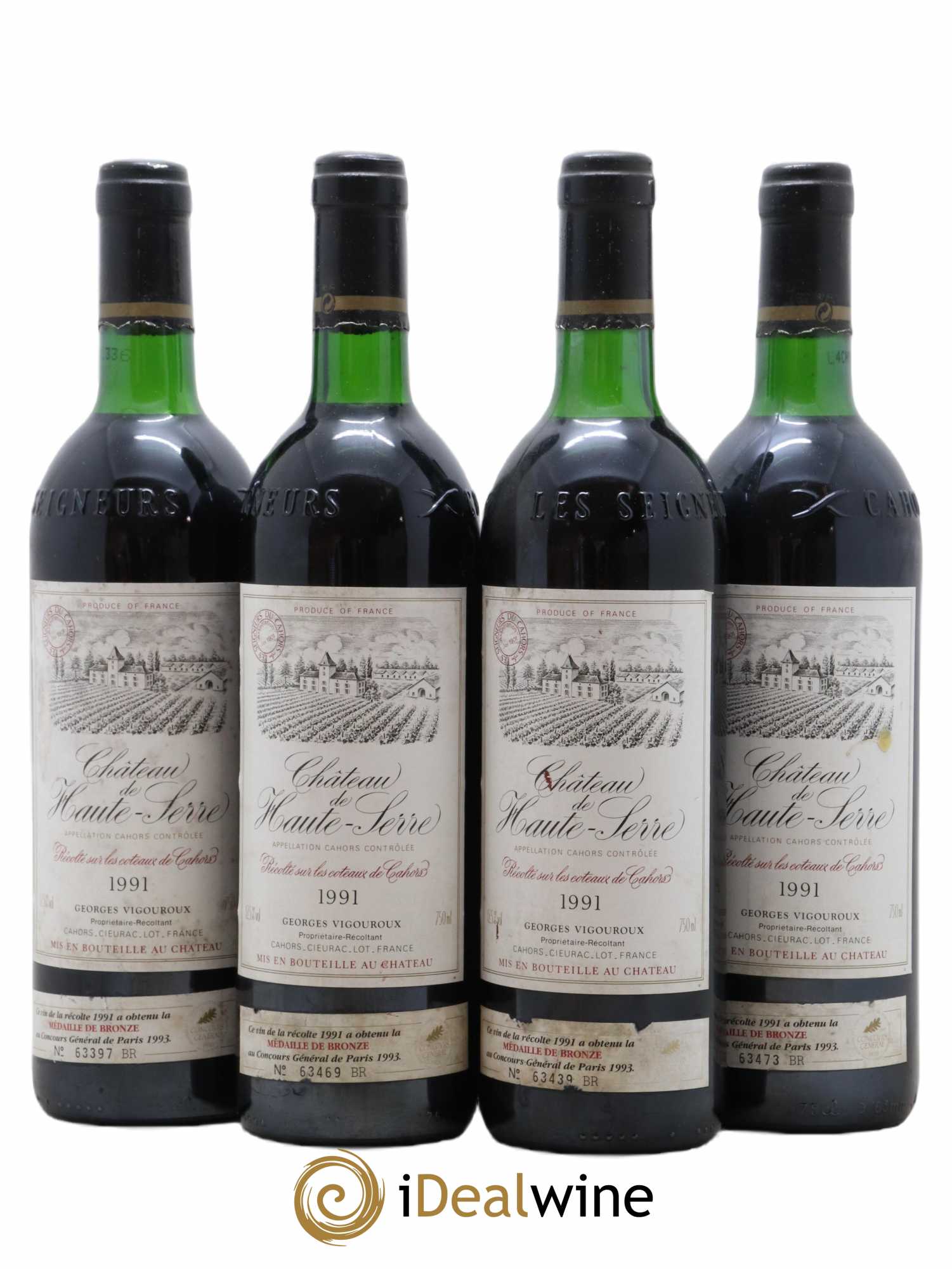 Cahors Château de Haute Serre (sans prix de réserve) 1991 - Lot de 4 bouteilles - 0