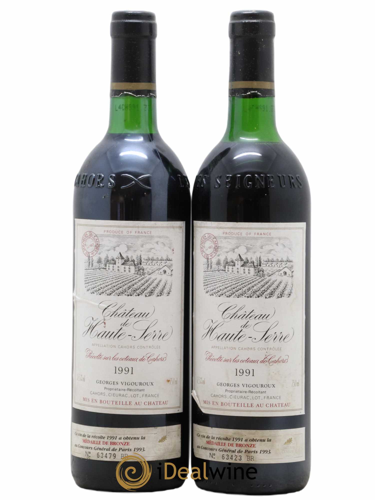 Cahors Château de Haute Serre (sans prix de réserve) 1991 - Lot de 2 bouteilles - 0