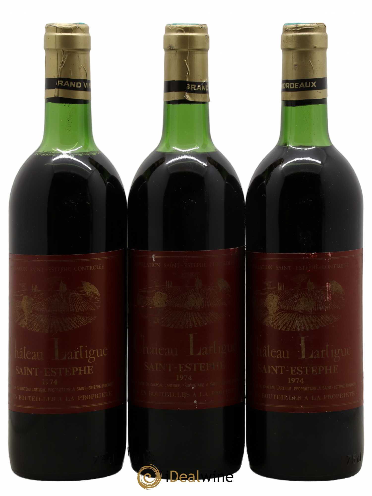 Saint-Estèphe Château Lartigue 1974 - Posten von 3 Flaschen - 0