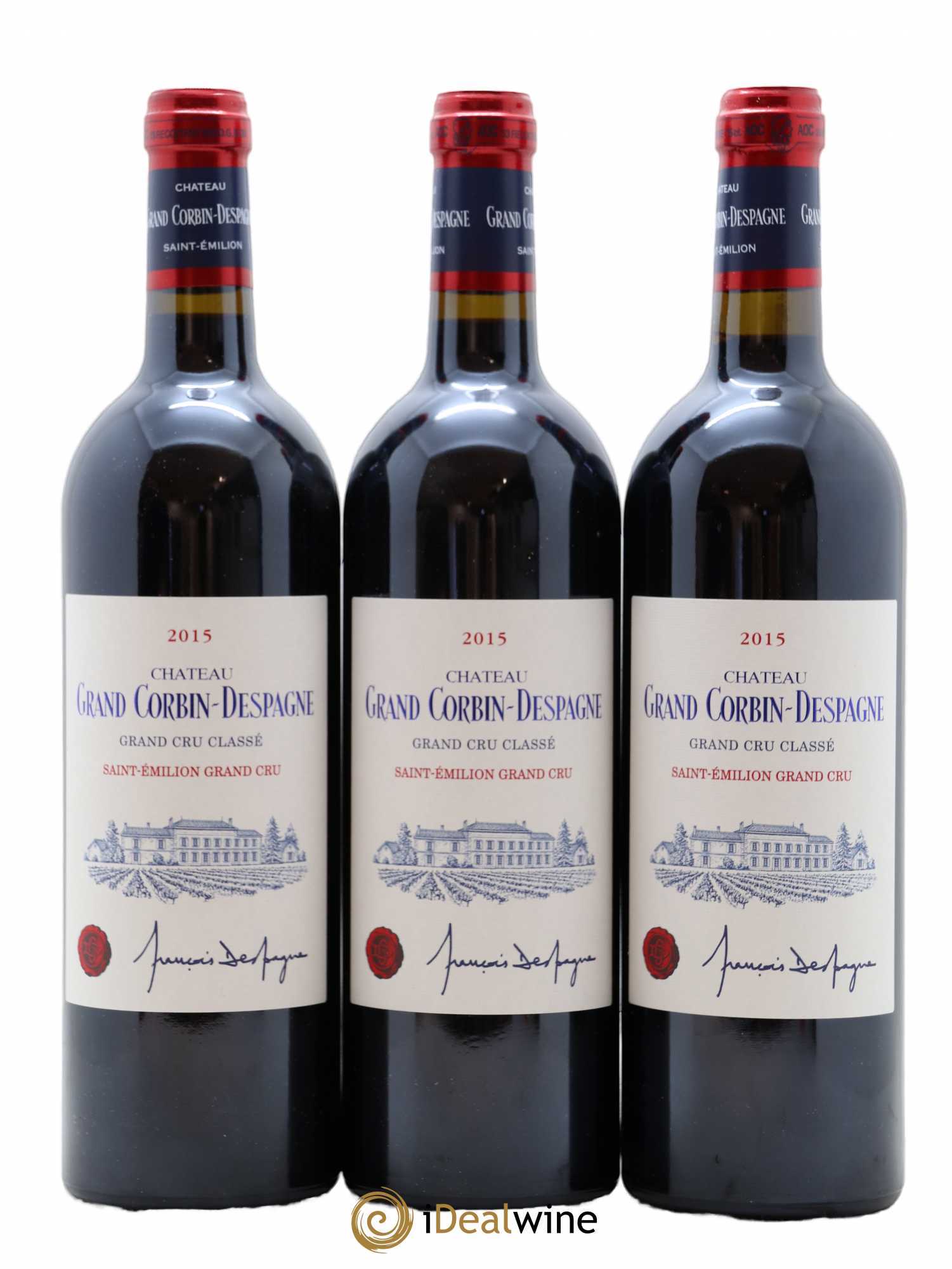 Château Grand Corbin Despagne Grand Cru Classé 2015 - Lot de 3 bouteilles - 0