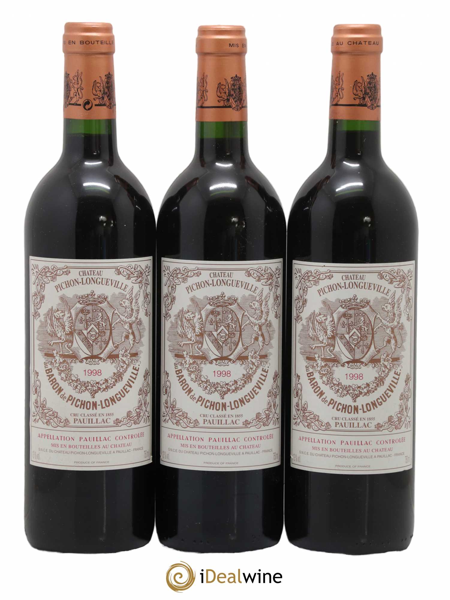 Pichon Longueville Baron 2ème Grand Cru Classé 1998 - Lot de 3 bouteilles - 0