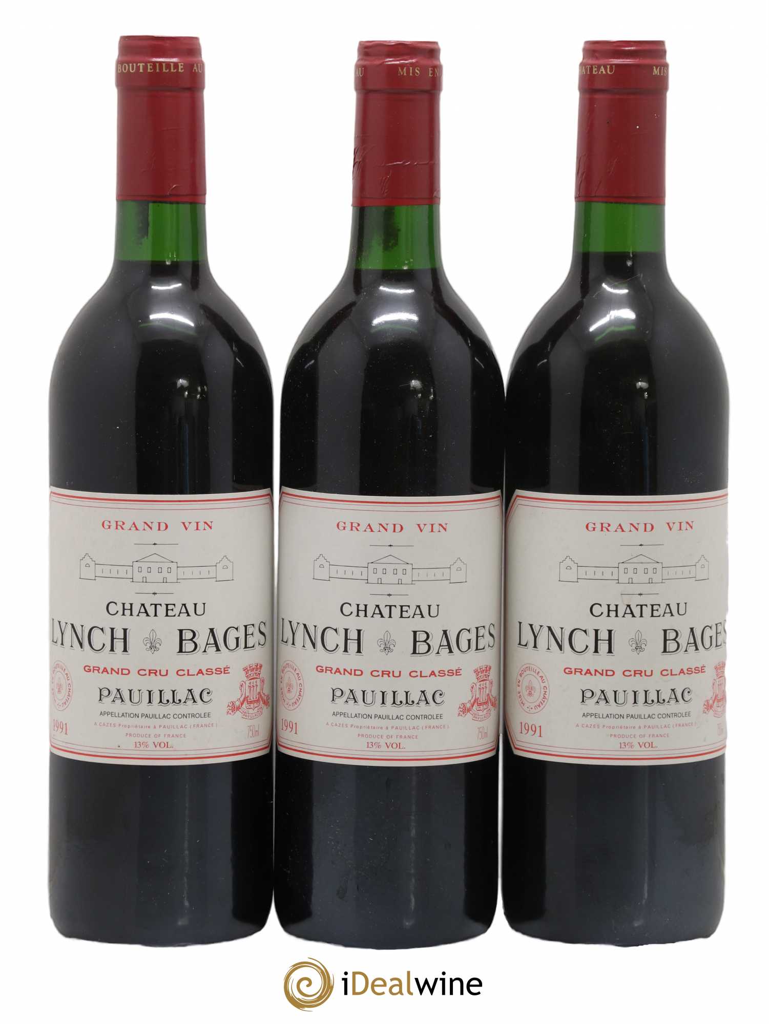 Château Lynch Bages 5ème Grand Cru Classé 1991 - Lot de 3 bouteilles - 0