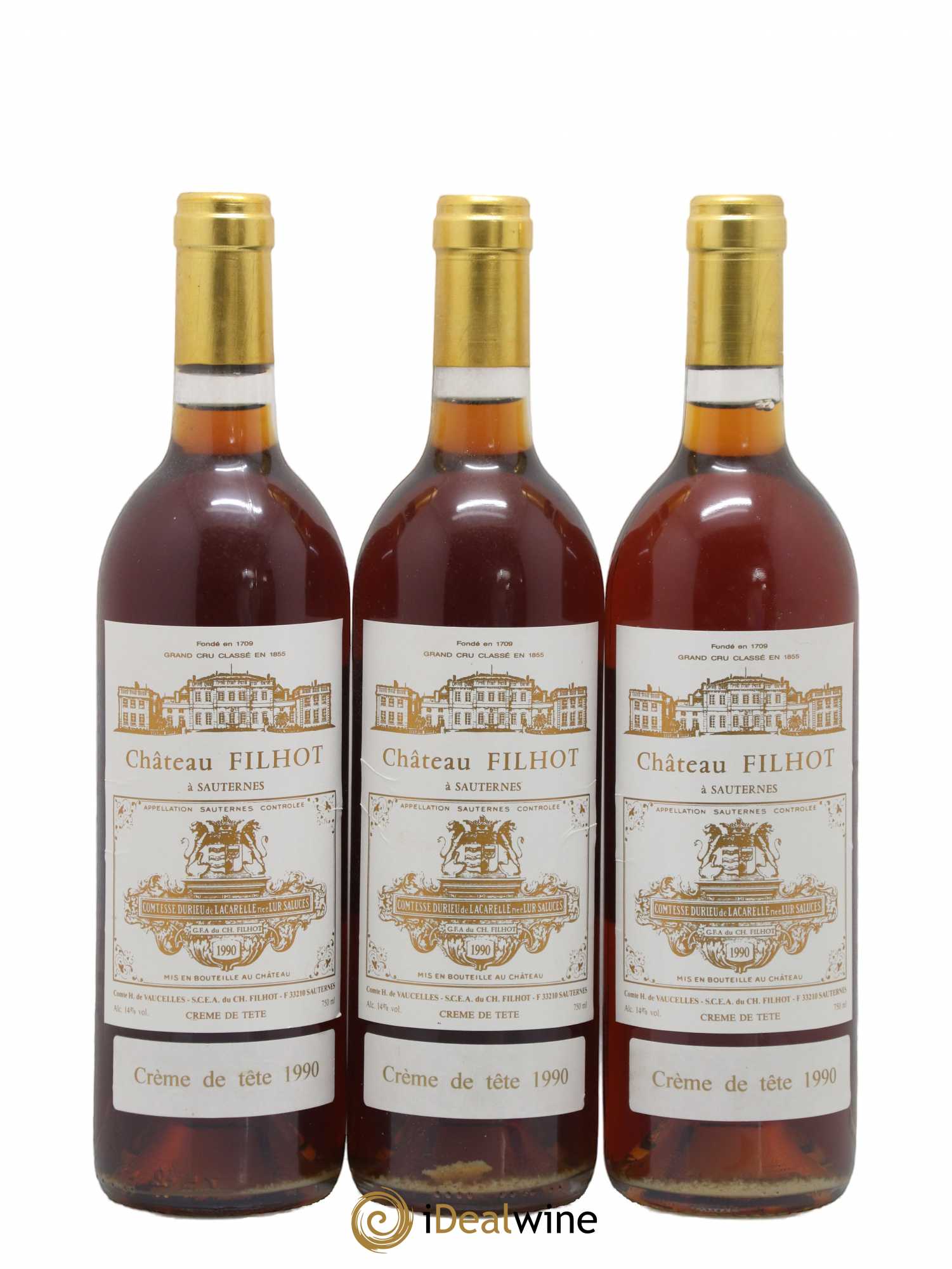 Château Filhot - Crème de Tête 2ème Grand Cru Classé 1990 - Lotto di 6 bottiglie - 1