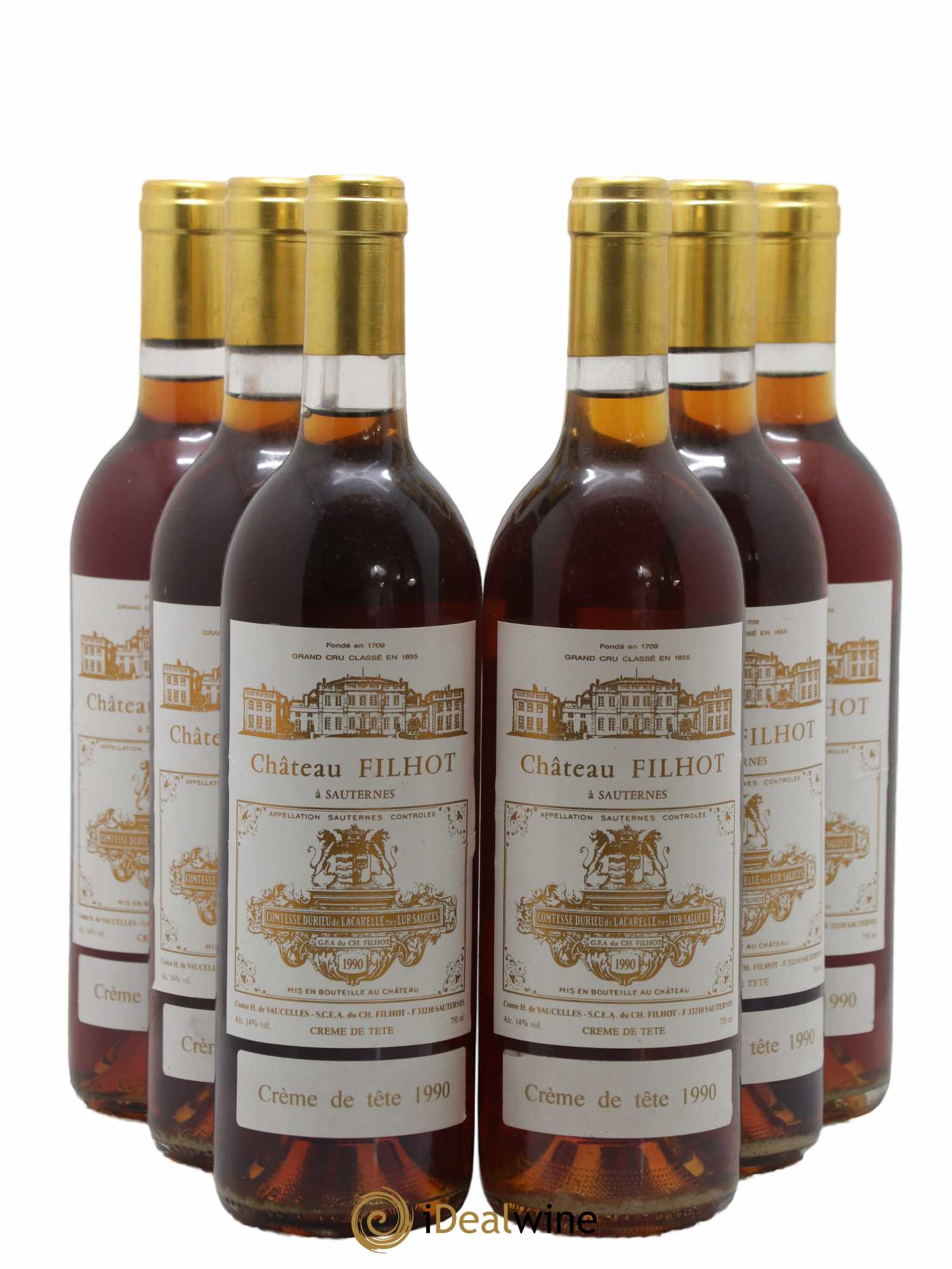 Château Filhot - Crème de Tête 2ème Grand Cru Classé 1990 - Lotto di 6 bottiglie - 0