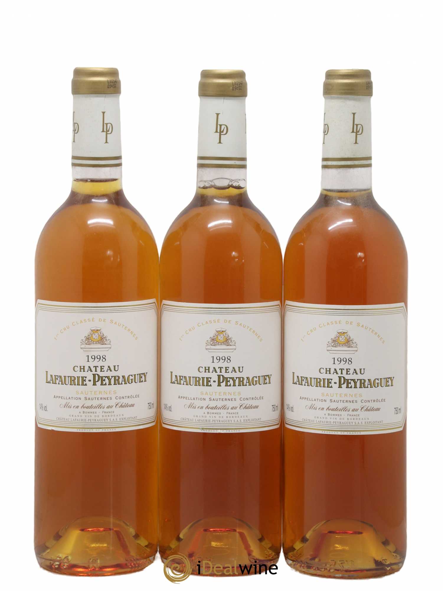 Château Lafaurie-Peyraguey 1er Grand Cru Classé 1998 - Lotto di 3 bottiglie - 0