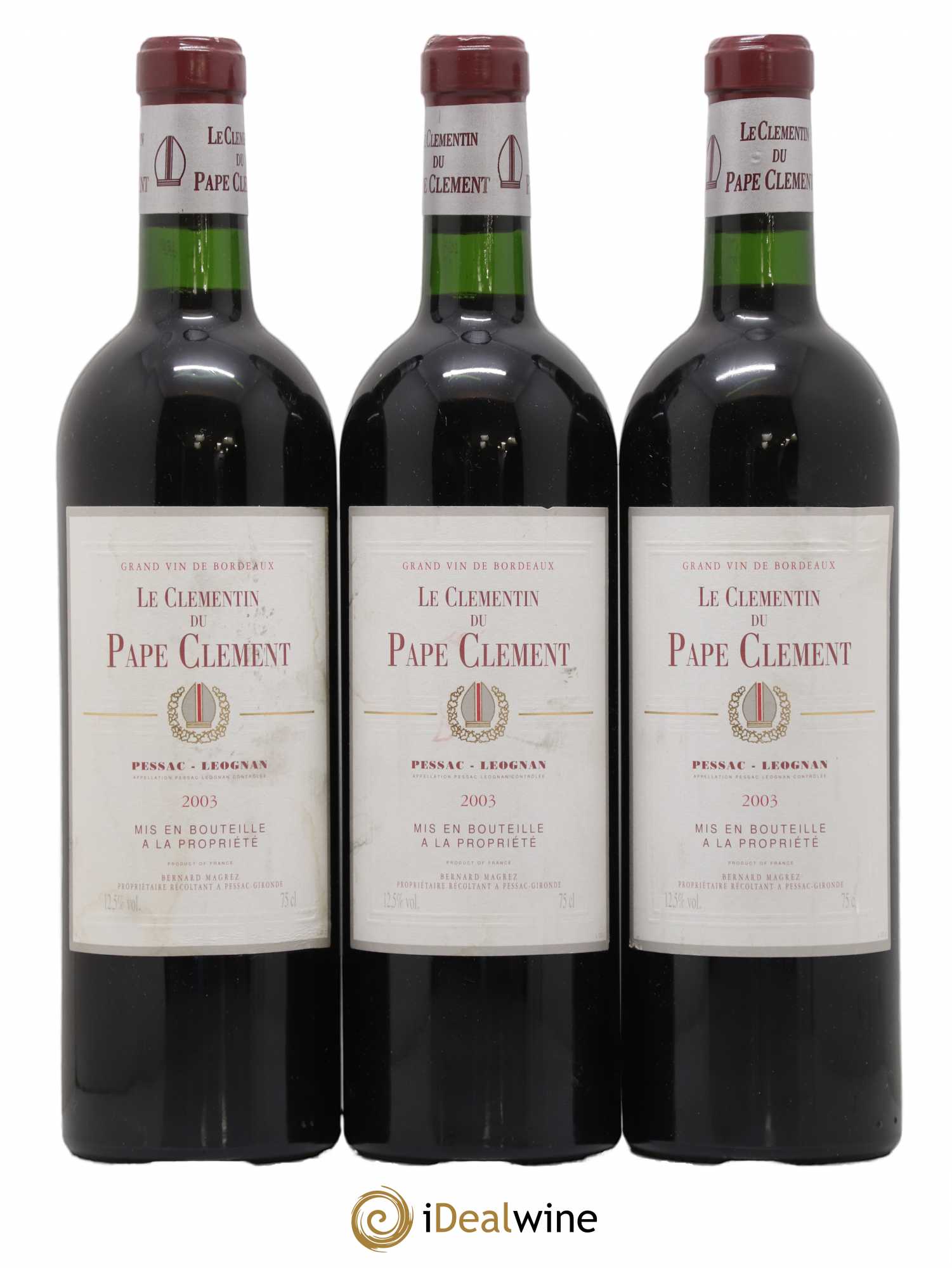 Le Clémentin de Pape Clément Second Vin 2003 - Lot de 3 bouteilles - 0