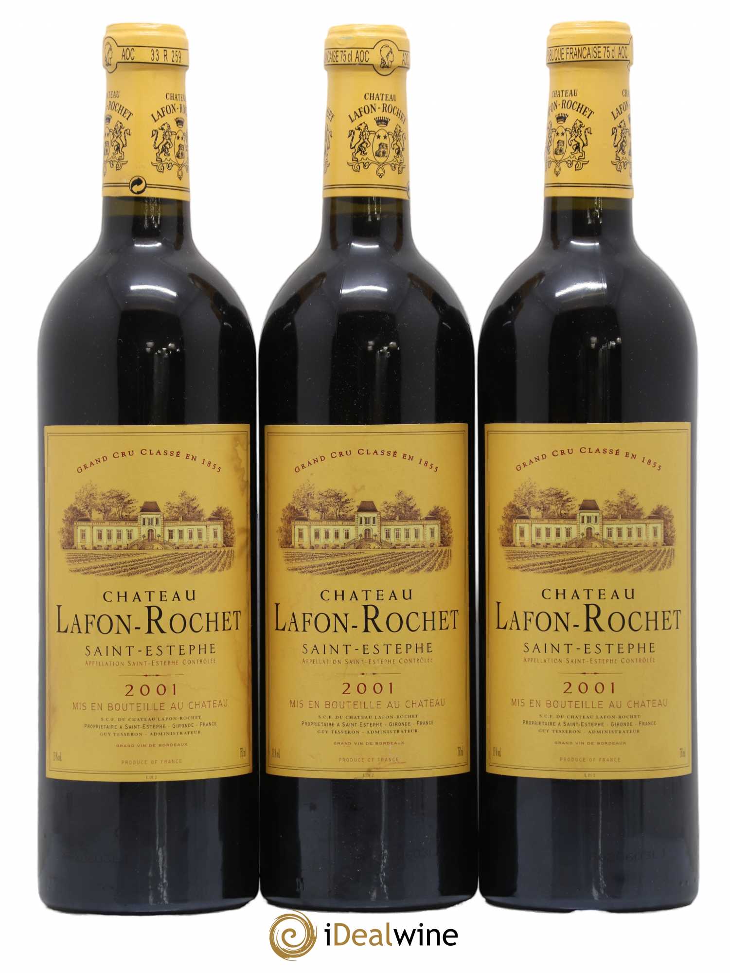 Château Lafon Rochet 4ème Grand Cru Classé 2001 - Lot de 3 bouteilles - 0