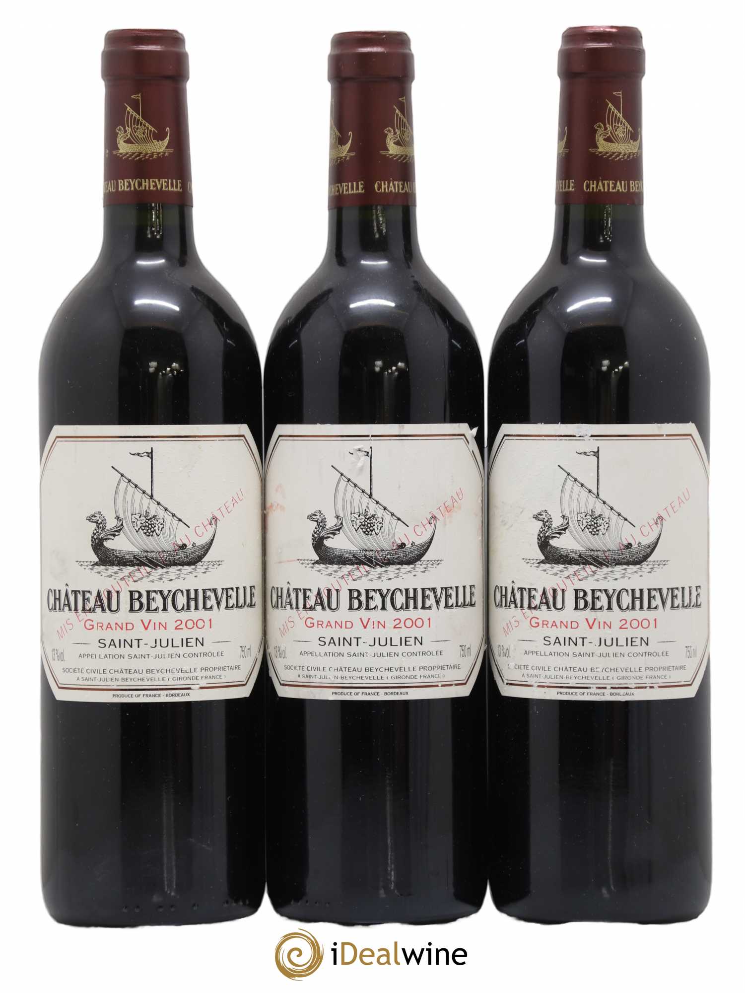 Château Beychevelle 4ème Grand Cru Classé 2001 - Lot de 3 bouteilles - 0