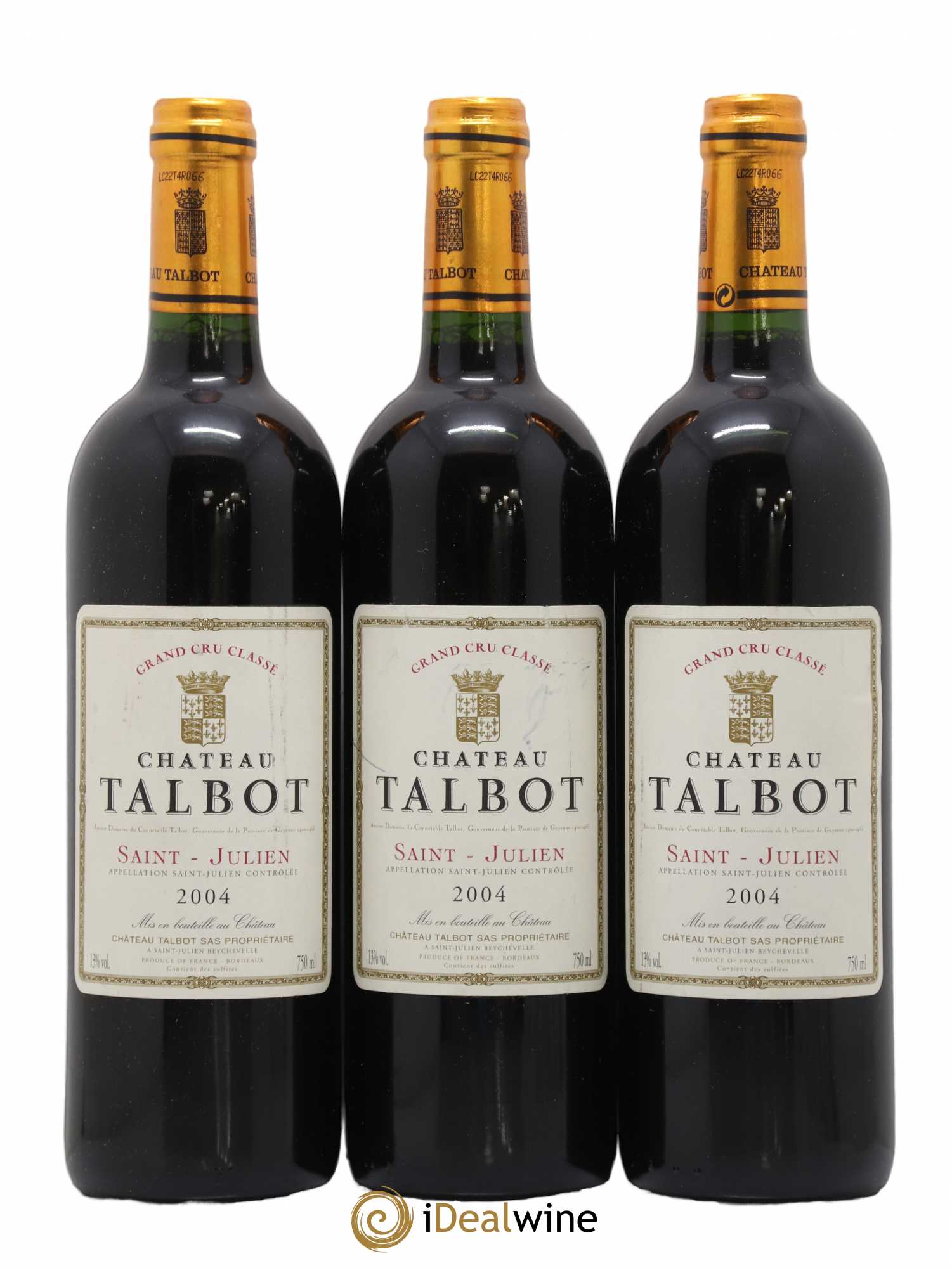 Château Talbot 4ème Grand Cru Classé 2004 - Lot de 3 bouteilles - 0