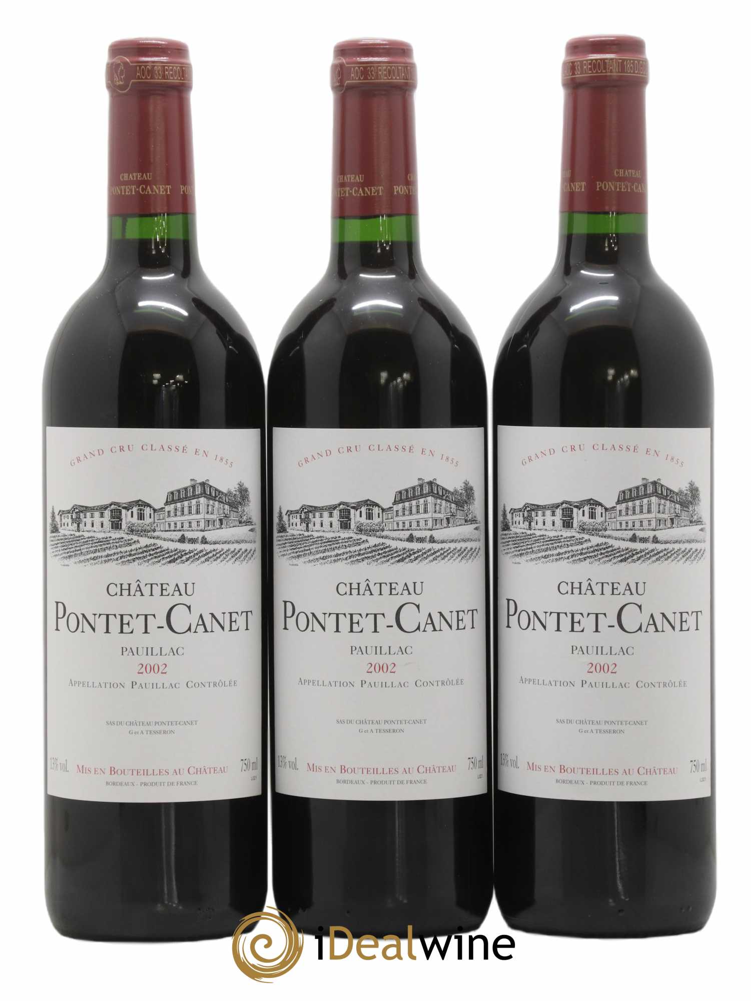 Château Pontet Canet 5ème Grand Cru Classé 2002 - Lot of 3 bottles - 0