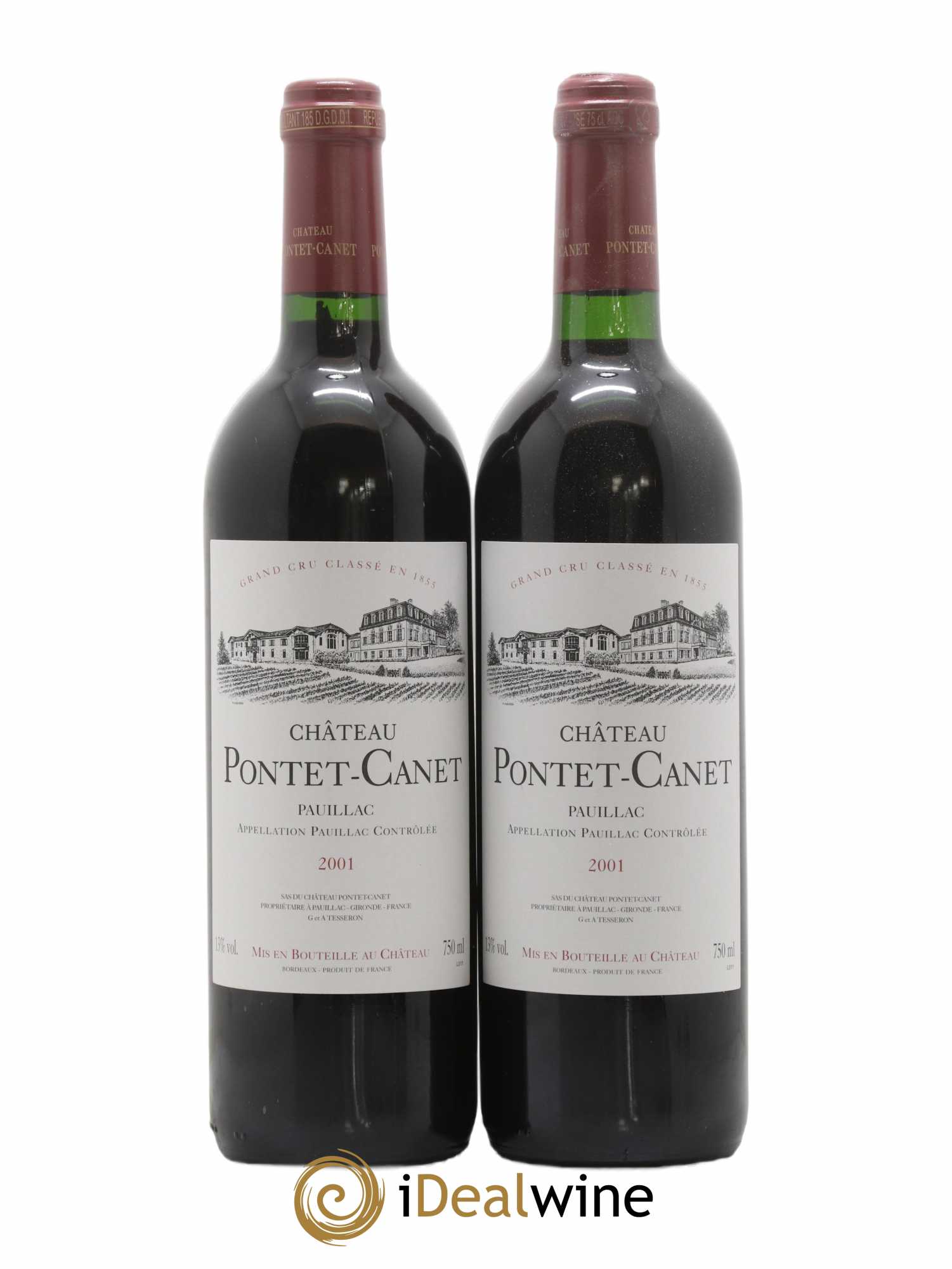 Château Pontet Canet 5ème Grand Cru Classé 2001 - Lot de 2 bouteilles - 0