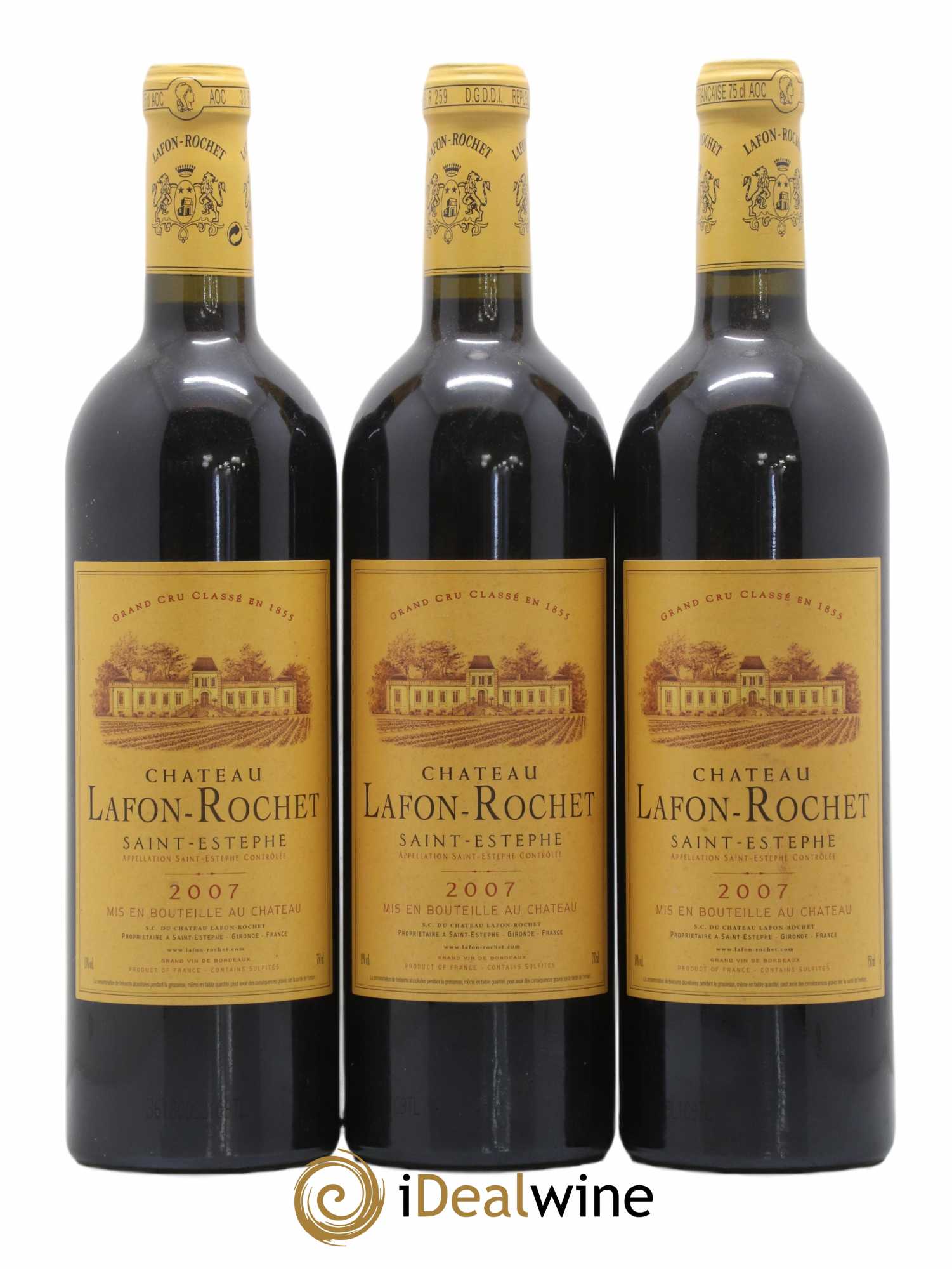 Château Lafon Rochet 4ème Grand Cru Classé 2007 - Lot de 3 bouteilles - 0