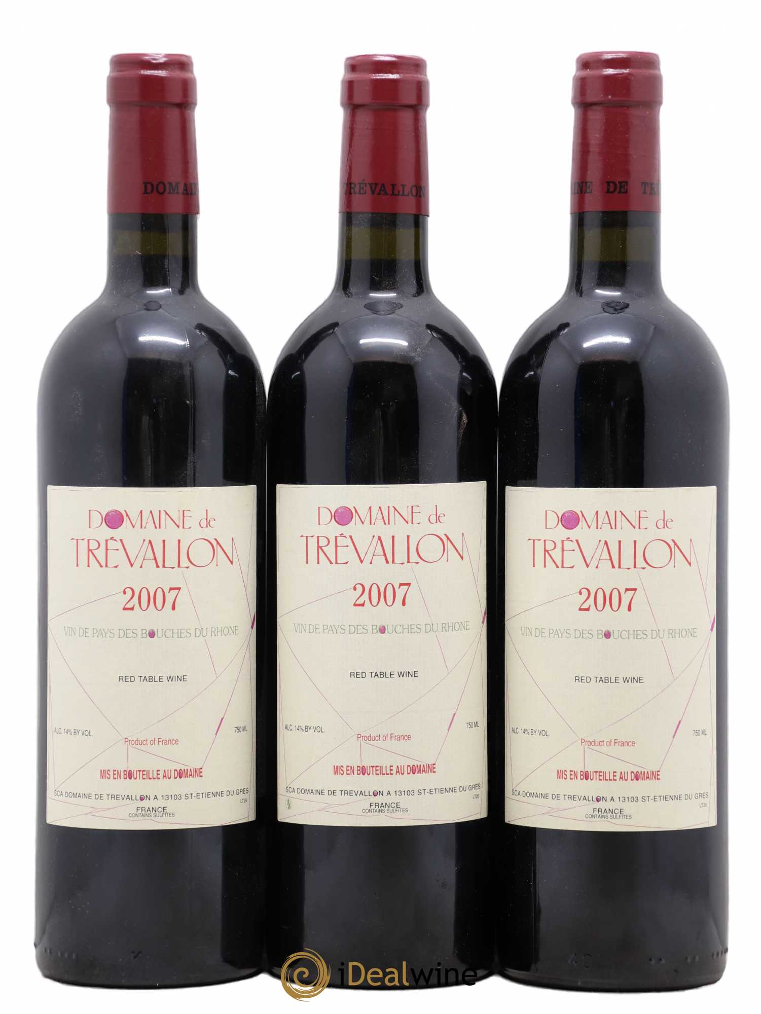 VDP Bouches du Rhône Trévallon (Domaine de) Eloi Dürrbach 2007 - Lot de 3 bouteilles - 0