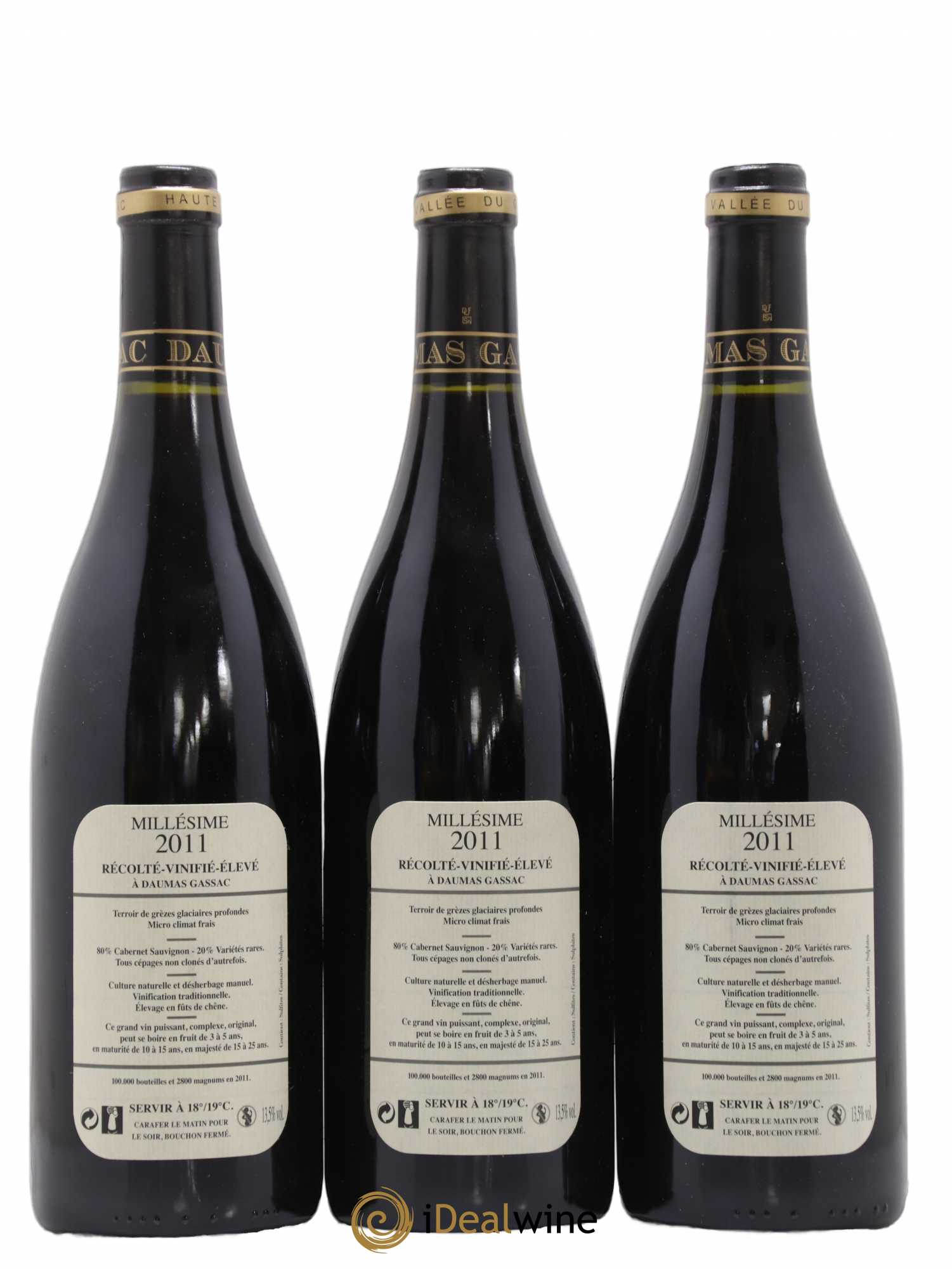 Saint-Guilhem-le-Désert - Cité d'Aniane Mas Daumas Gassac Famille Guibert de La Vaissière 2011 - Lot de 3 bouteilles - 1