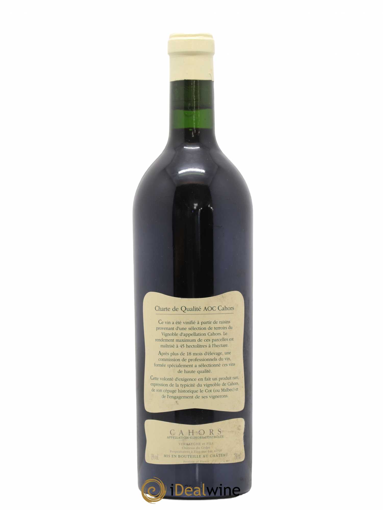 Cahors Château du Cèdre Cuvée Le Cèdre Pascal et Jean-Marc Verhaeghe 1999 - Lot de 1 bouteille - 1