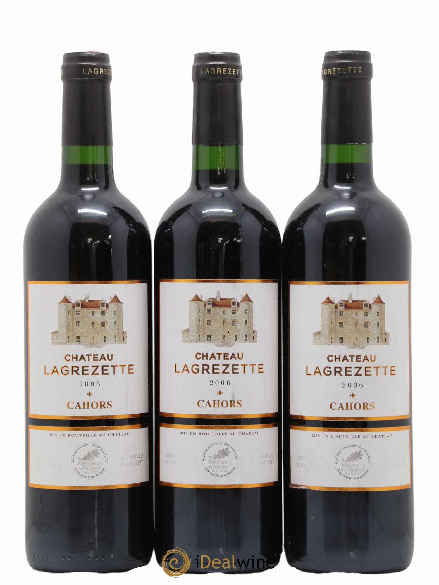 Cahors Château Lagrezette Alain Dominique Perrin 2006 - Lot de 3 bouteilles - 0