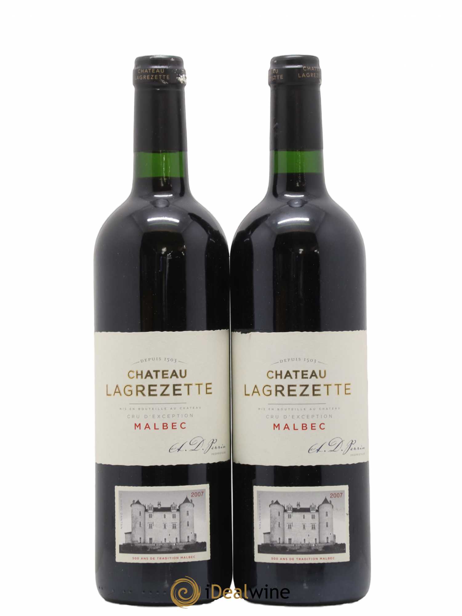 Cahors Château Lagrezette Alain Dominique Perrin 2007 - Lot de 2 bouteilles - 0