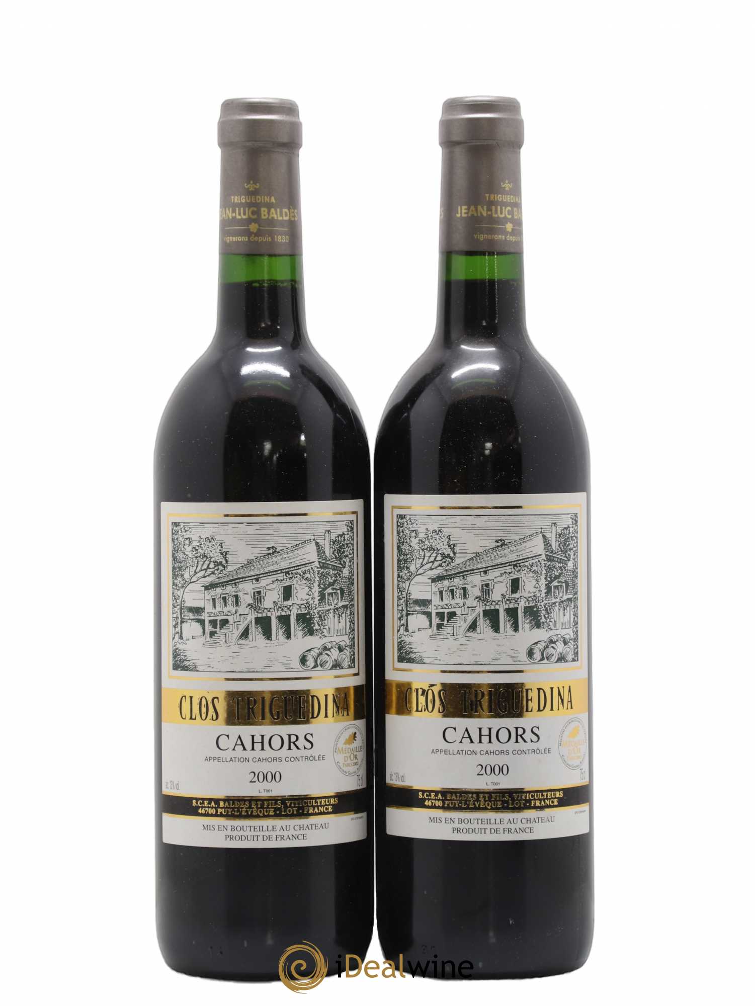 Cahors Clos Triguedina Jean-Luc Baldès 2000 - Lot de 2 bouteilles - 0