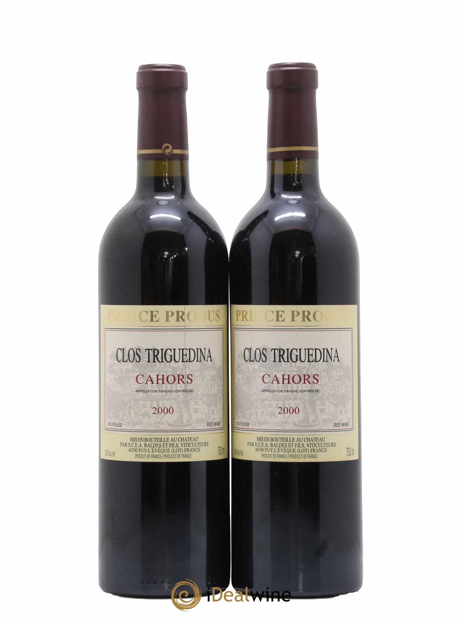 Cahors Clos Triguedina Probus Jean-Luc Baldès 2000 - Lot de 2 bouteilles - 0