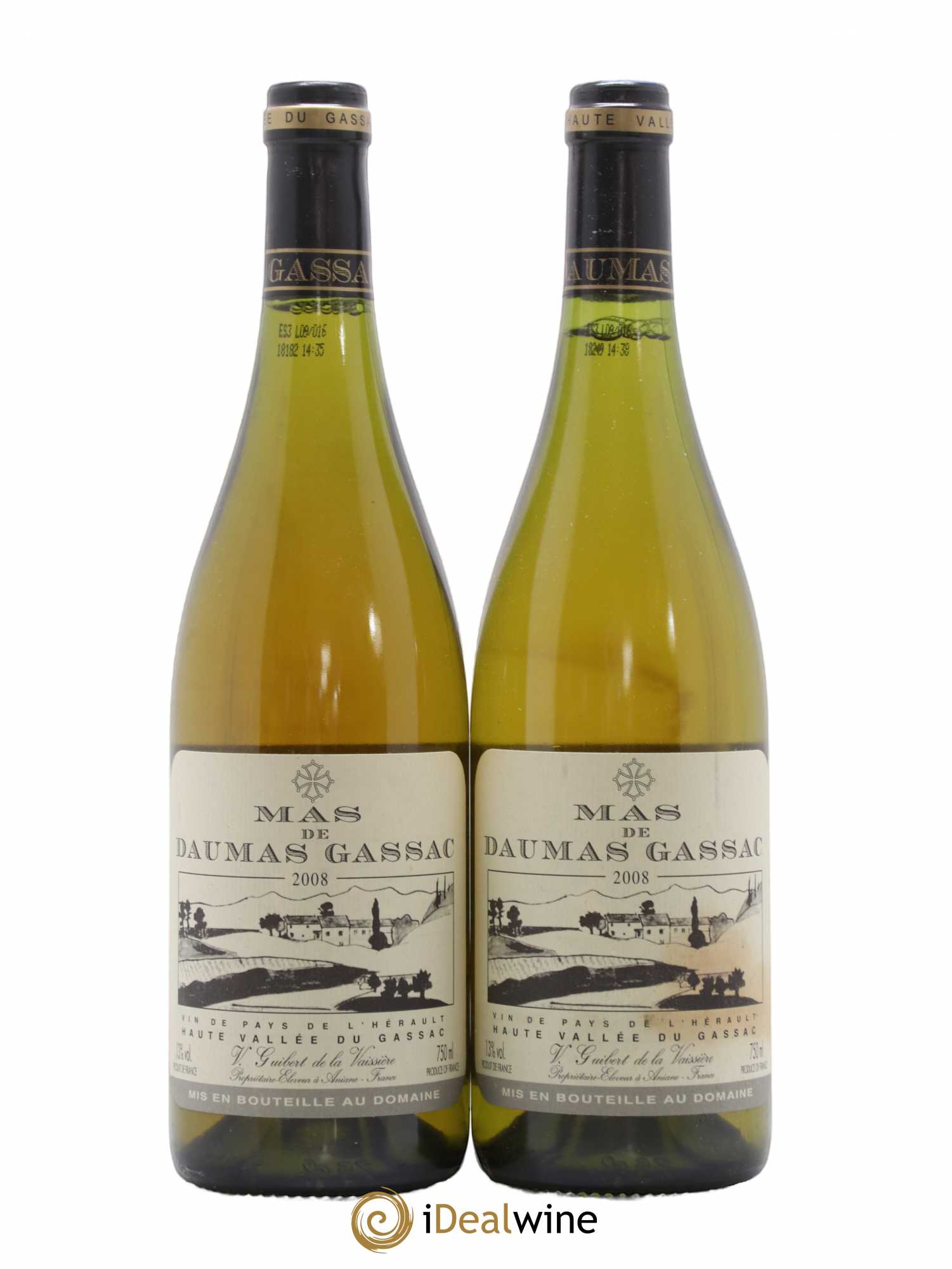 Saint-Guilhem-le-Désert - Cité d'Aniane Mas Daumas Gassac Famille Guibert de La Vaissière 2008 - Lot de 2 bouteilles - 0
