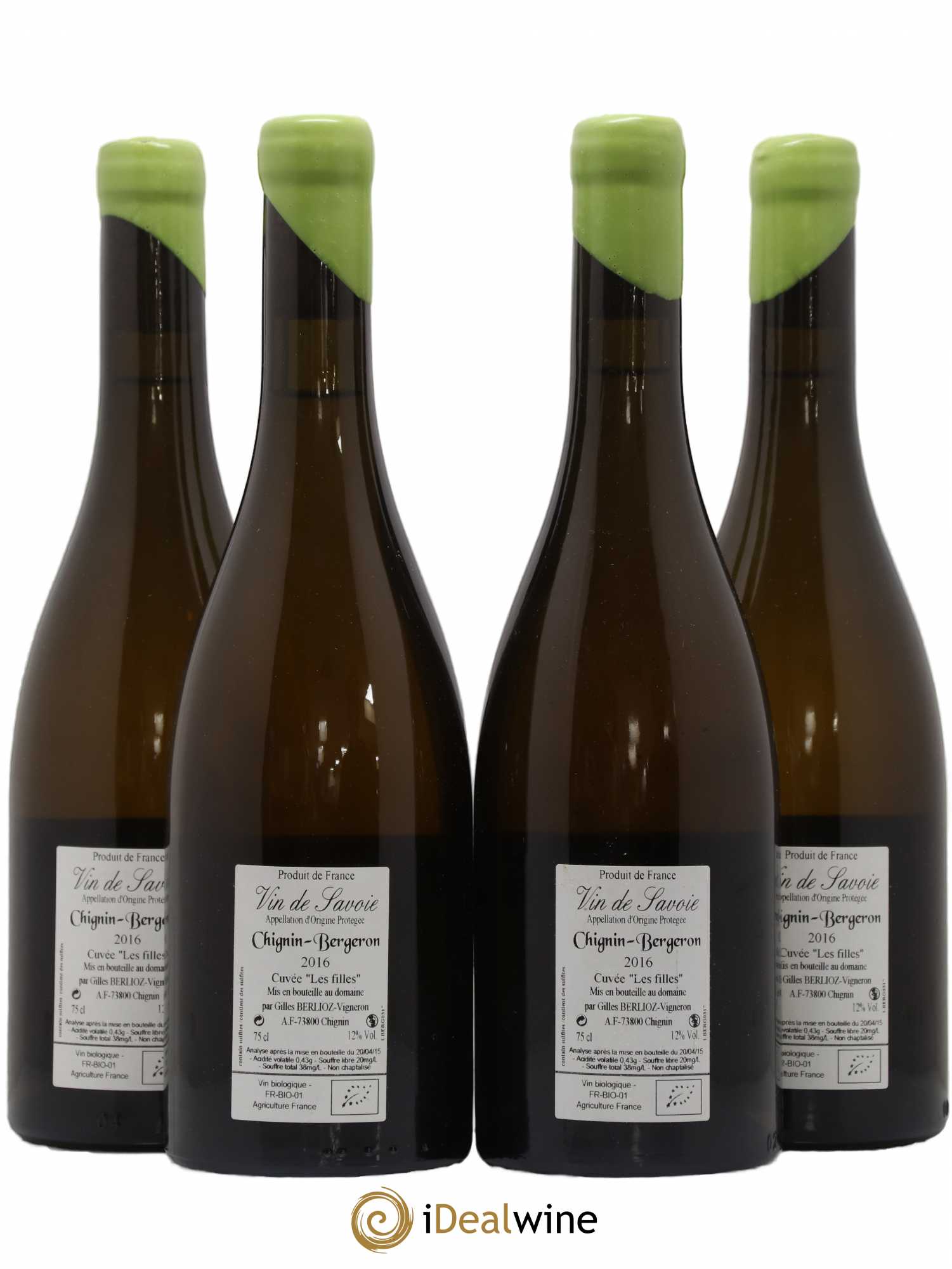 Vin de Savoie Chignin-Bergeron Les Filles Gilles Berlioz 2016 - Lot de 4 bouteilles - 1