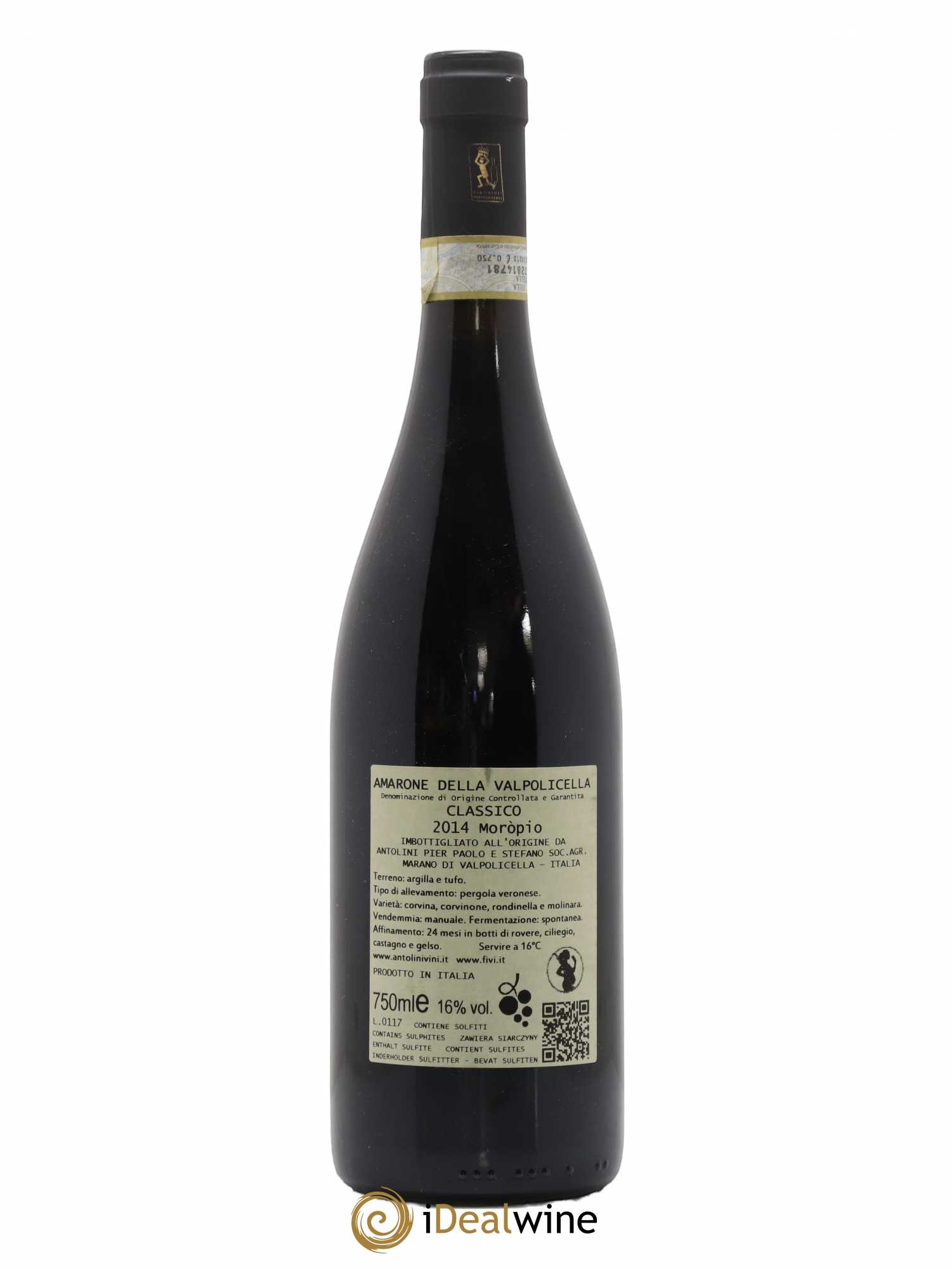 Amarone della Valpolicella DOC Classico Moropio Antolini 2014 - Lot de 1 bouteille - 1