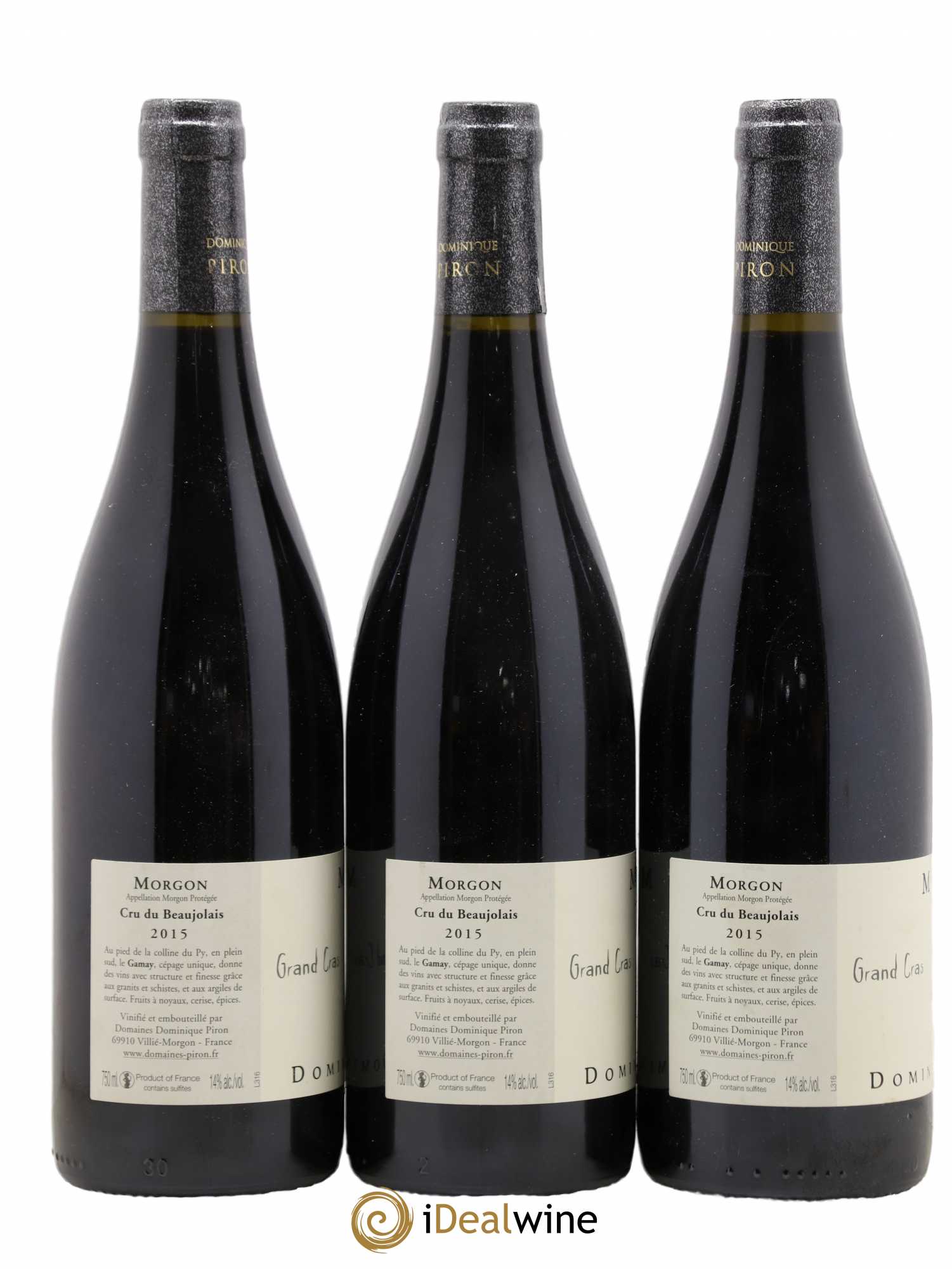Morgon Grand Cras Dominique Piron (Domaine) 2015 - Lot de 3 bouteilles - 1