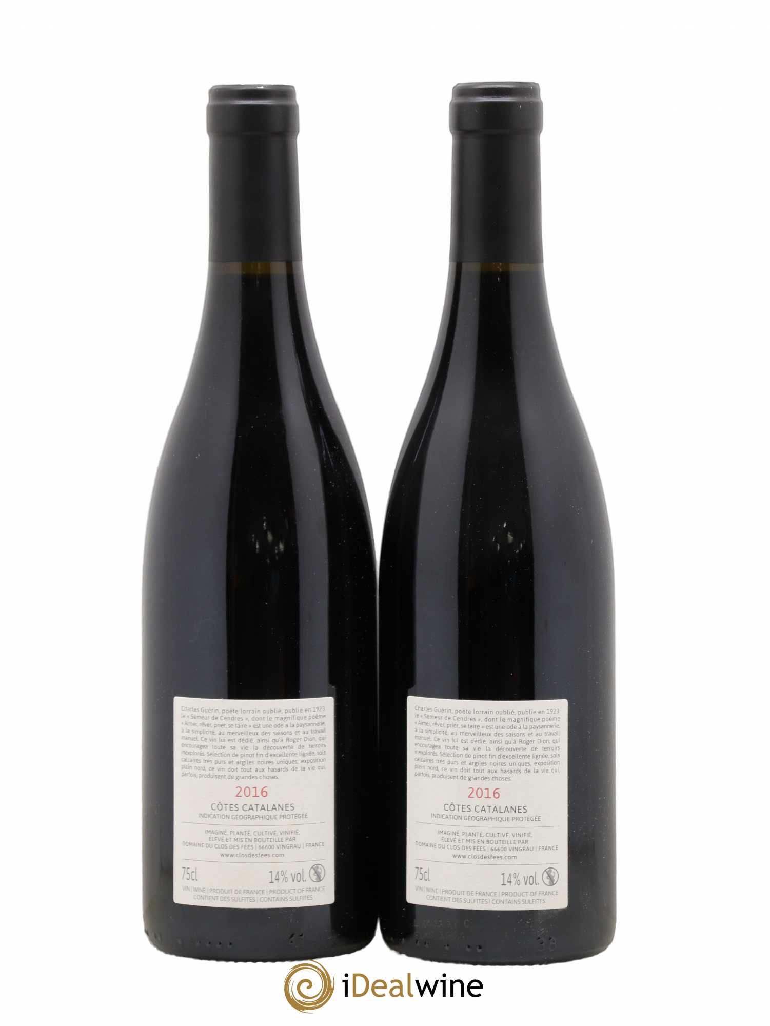 Côtes Catalanes Clos des Fées Aimer Rêver Prier Se taire Hervé Bizeul 2016 - Lot de 2 bouteilles - 1