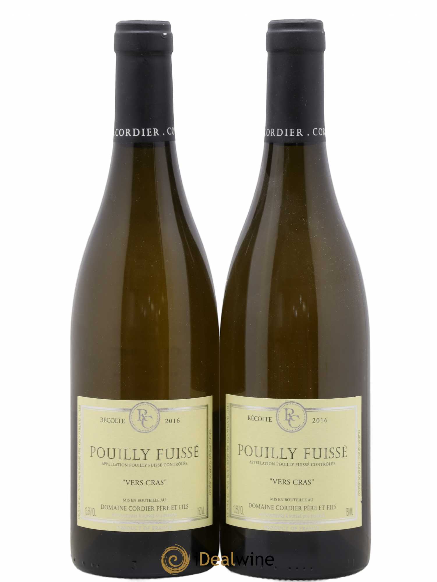 Pouilly-Fuissé Vers Cras Cordier Père et Fils (Domaine) 2016 - Lot de 2 bouteilles - 0