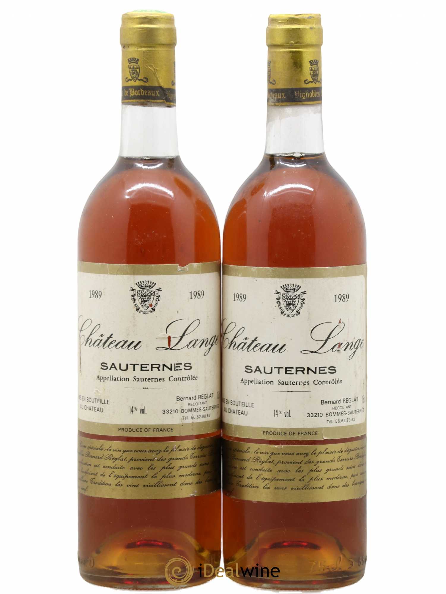 Sauternes Château Lange 1989 - Lotto di 2 bottiglie - 0