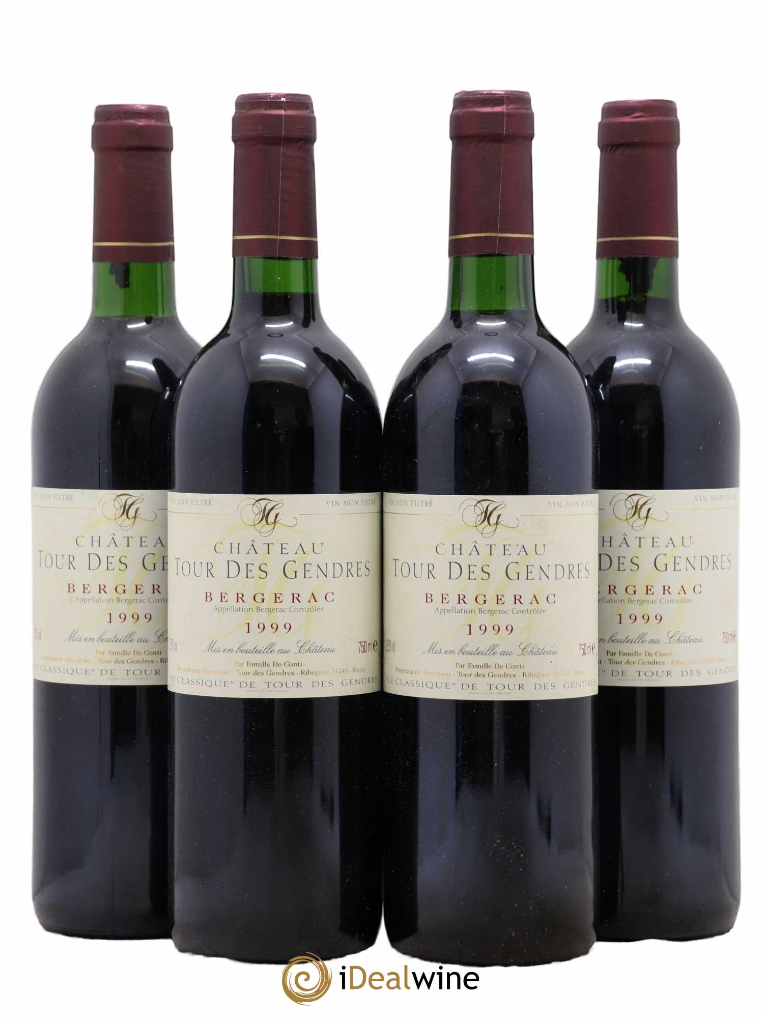 Bergerac Château Tour des Gendres Famille de Conti (sans prix de réserve) 1999 - Lot de 4 bouteilles - 0