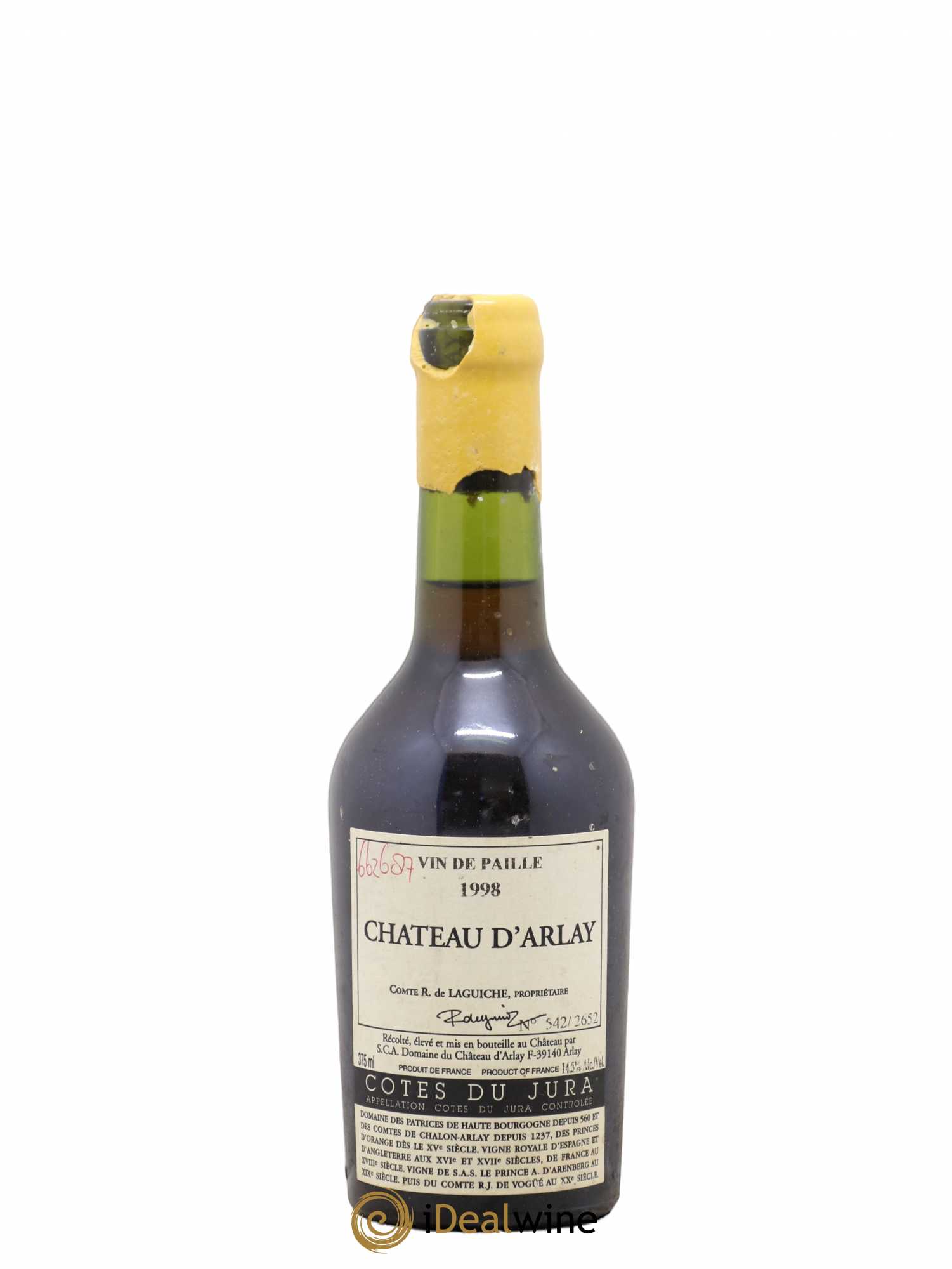 Côtes du Jura Vin de Paille Château d'Arlay 1998 - Lotto di 1 mezza bottiglia - 0
