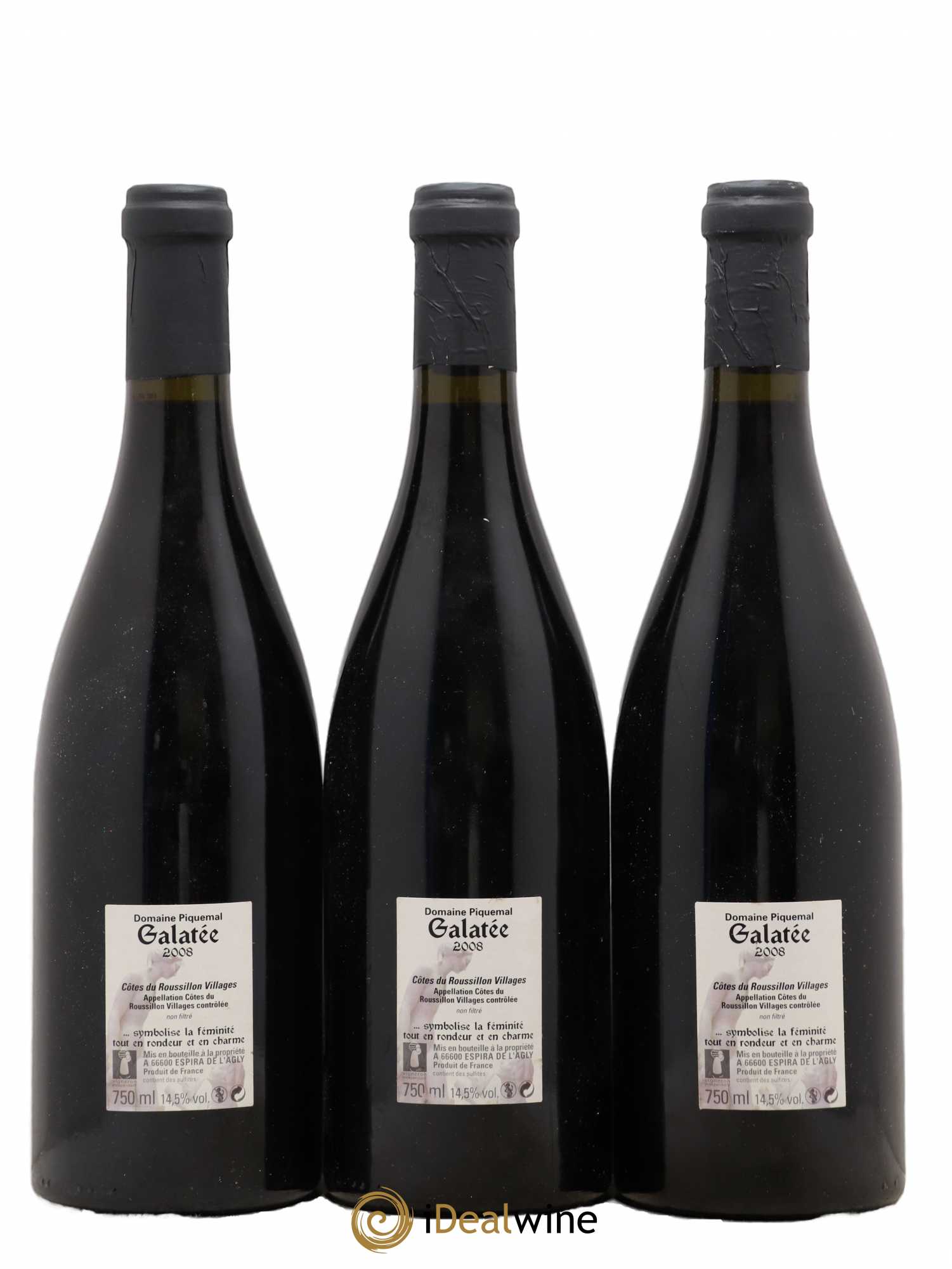 Côtes du Roussillon Village Galatée Domaine Piquemal (sans prix de réserve) 2008 - Lot de 3 bouteilles - 1