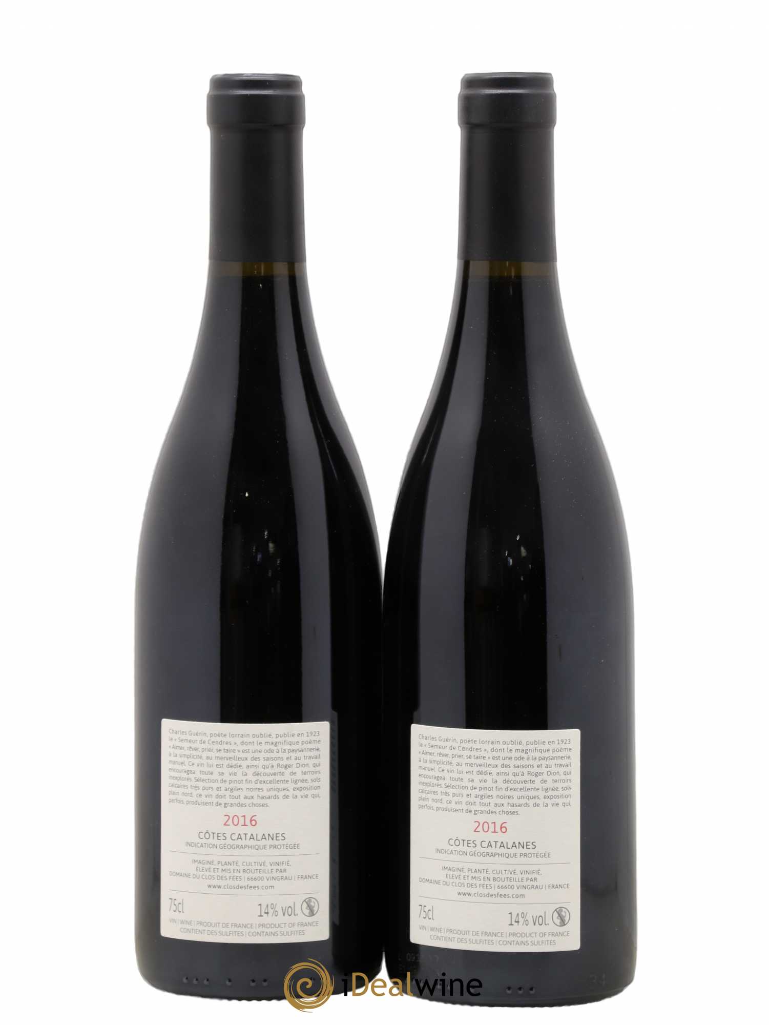 Côtes Catalanes Clos des Fées Aimer Rêver Prier Se taire Hervé Bizeul 2016 - Lot de 2 bouteilles - 1