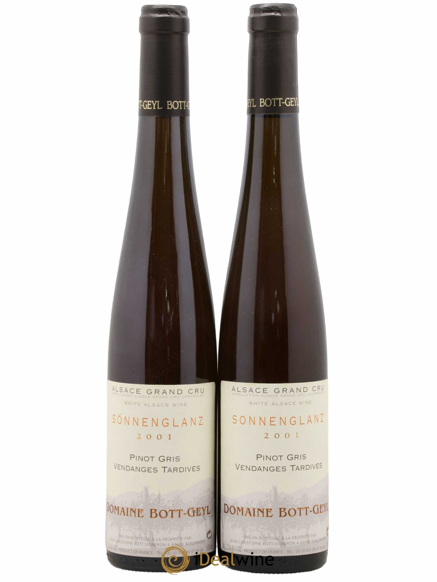 Alsace Pinot Gris Grand Cru Sonnenglanz Vendanges Tardives Bott-Geyl (Domaine) 50 cl 2001 - Lotto di 2 bottiglie - 0