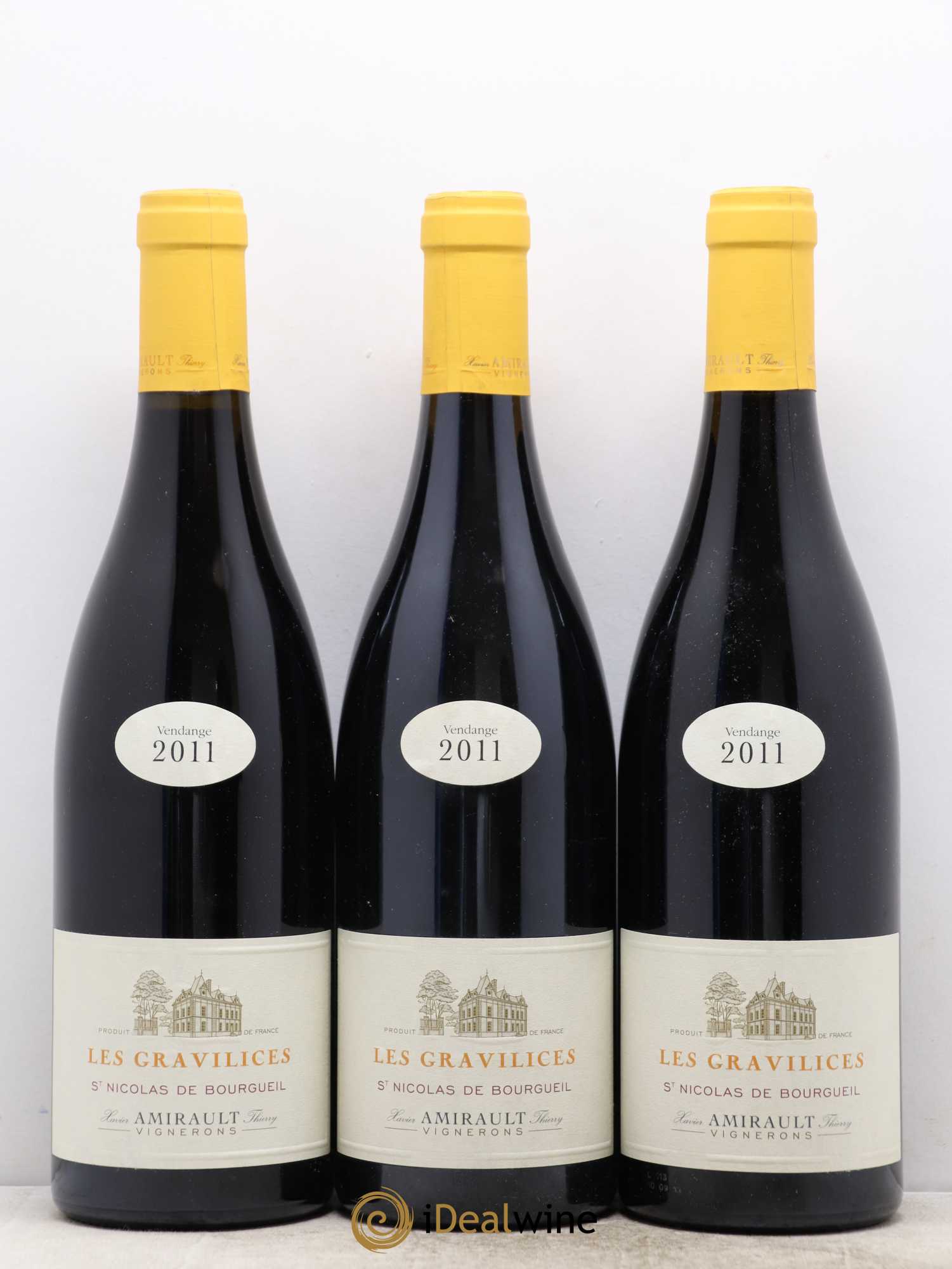 Saint-Nicolas de Bourgueil Les Gravilices Agnès et Xavier Amirault (sans prix de réserve) 2011 - Lot de 3 bouteilles - 0