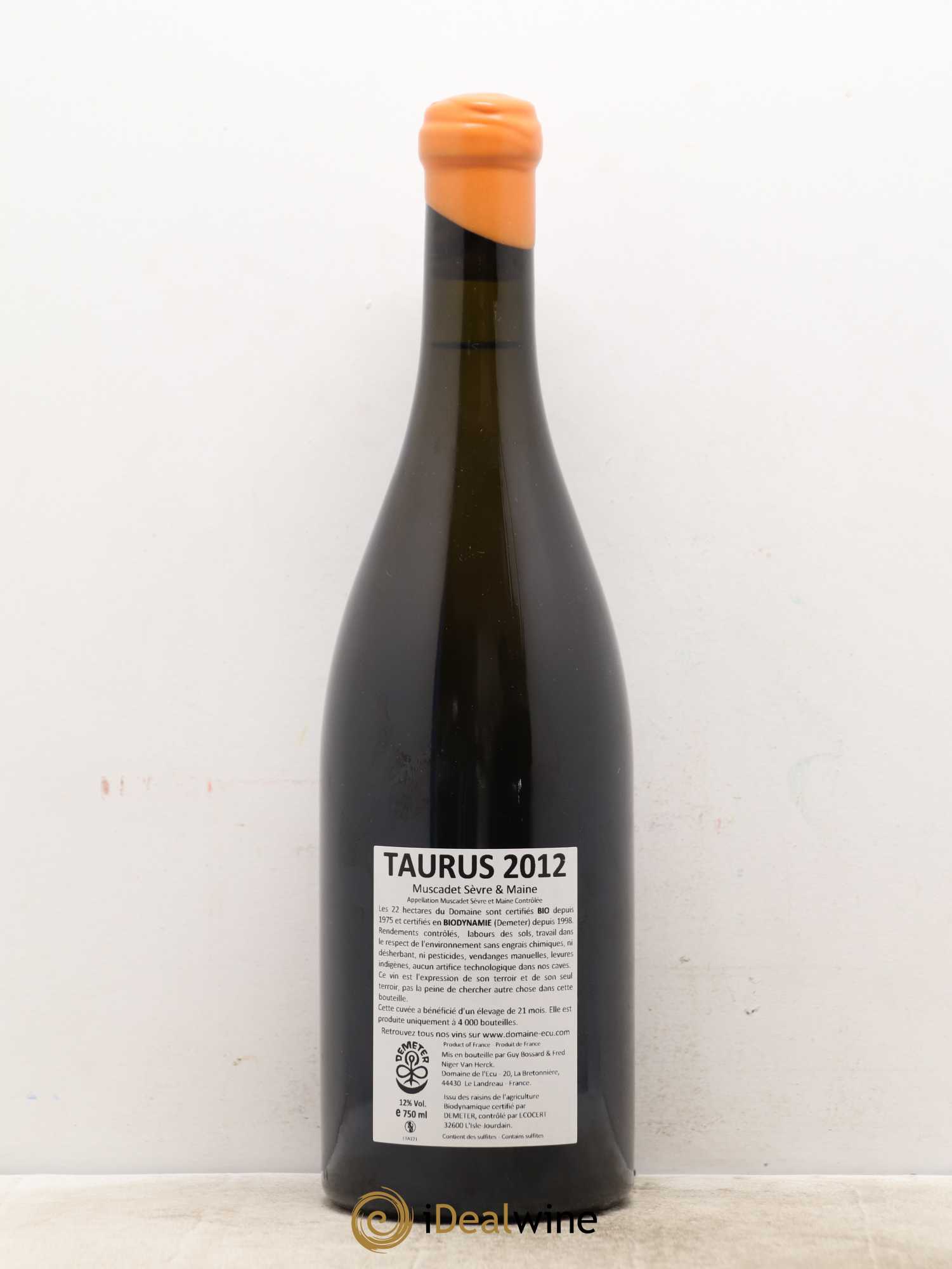 Vin de France (ex-Muscadet-Sèvre-et-Maine) Taurus Domaine de L'Ecu 2012 - Lot de 1 bouteille - 1