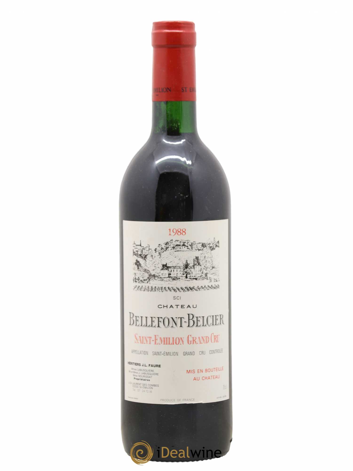Château Bellefont-Belcier Grand Cru Classé 1988 - Lot de 1 bouteille - 0