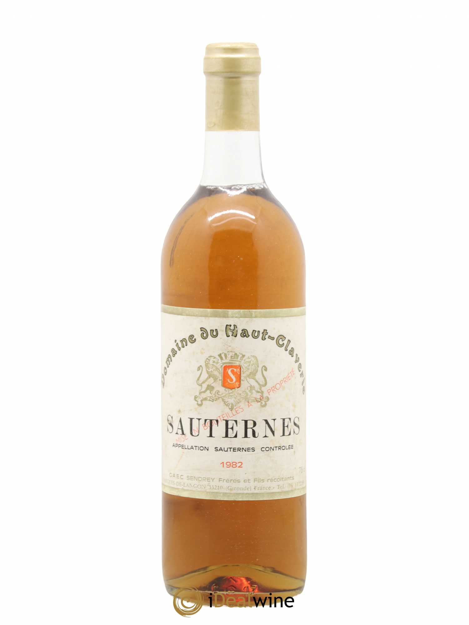 Sauternes Domaine du Hautclaverie 1982 - Posten von 1 Flasche - 0