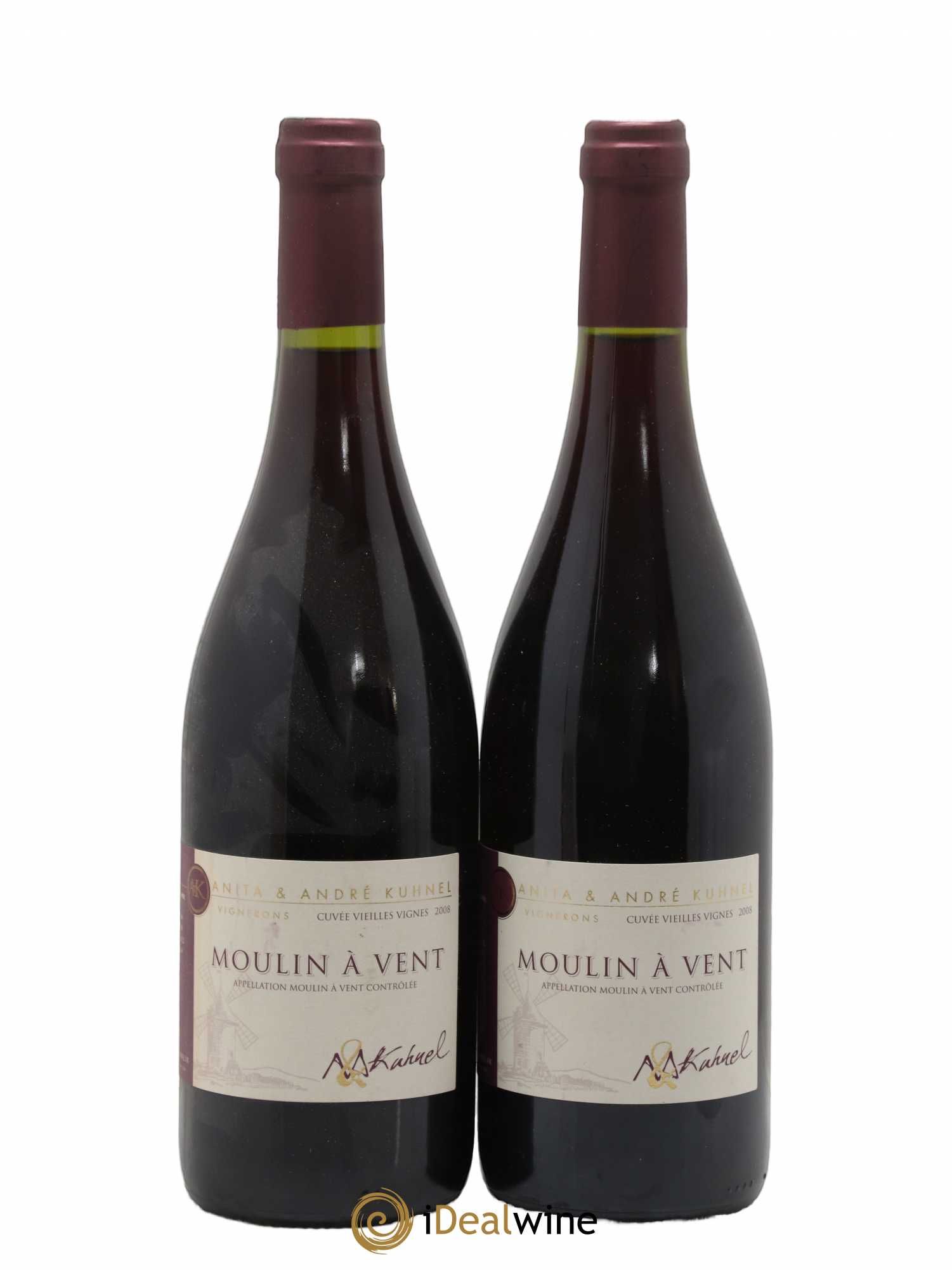 Moulin-à-Vent Vieilles Vignes Anita et Andre Kuhnel (sans prix de réserve) 2008 - Posten von 2 Flaschen - 0
